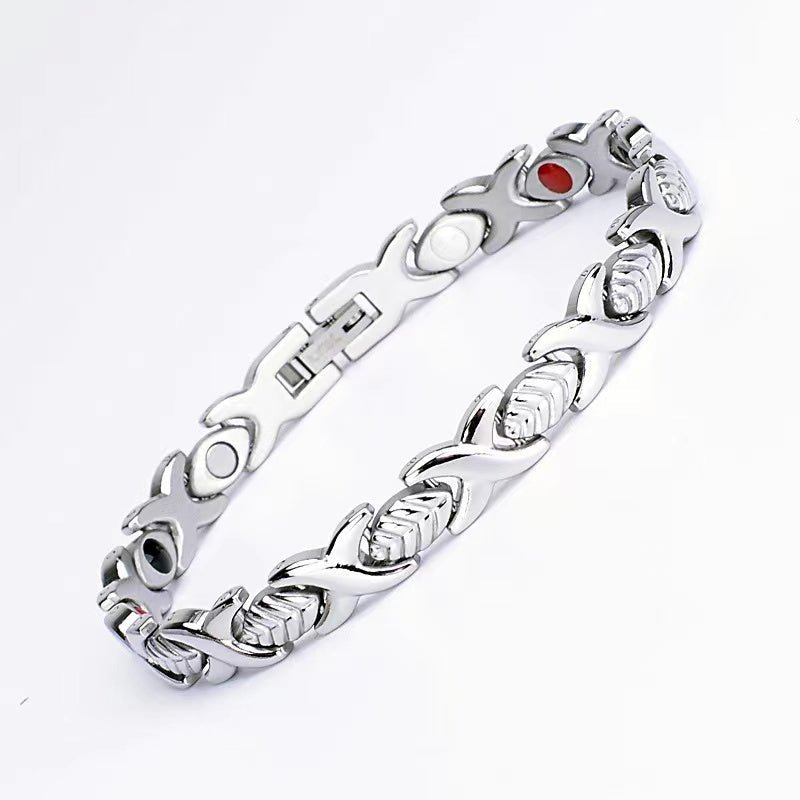 HealthyLine Stainless Steel Energy Bracelet 4 - in - 1. Silver color. Model BR - S - 273