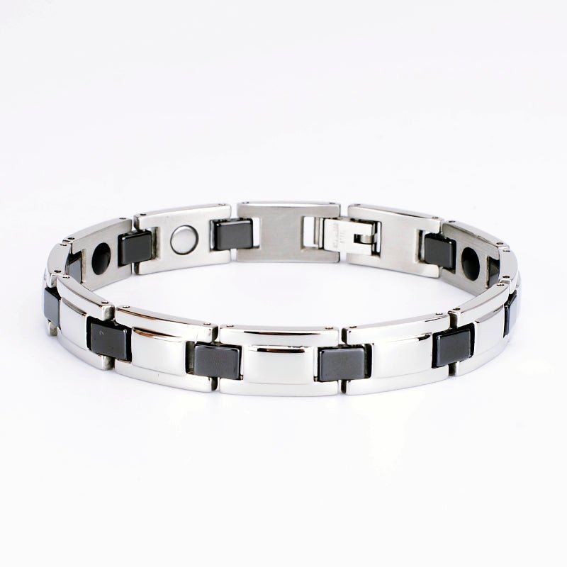 HealthyLine Stainless Steel Energy Bracelet 4 - in - 1. Silver/Black color. Model SY370D