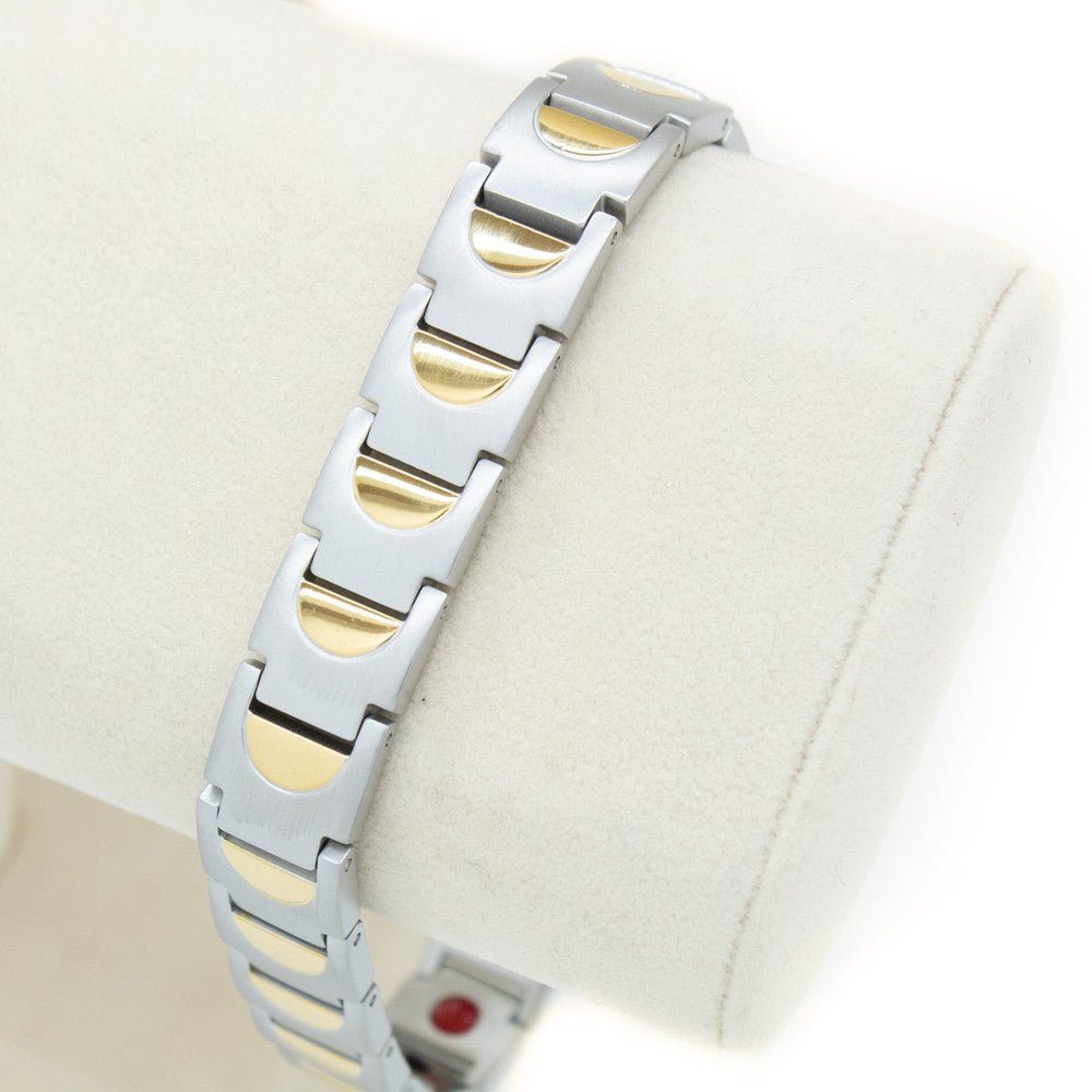 HealthyLine Stainless Steel Energy Bracelet 4 - in - 1. Silver/Gold Color. Model BR - S - 157