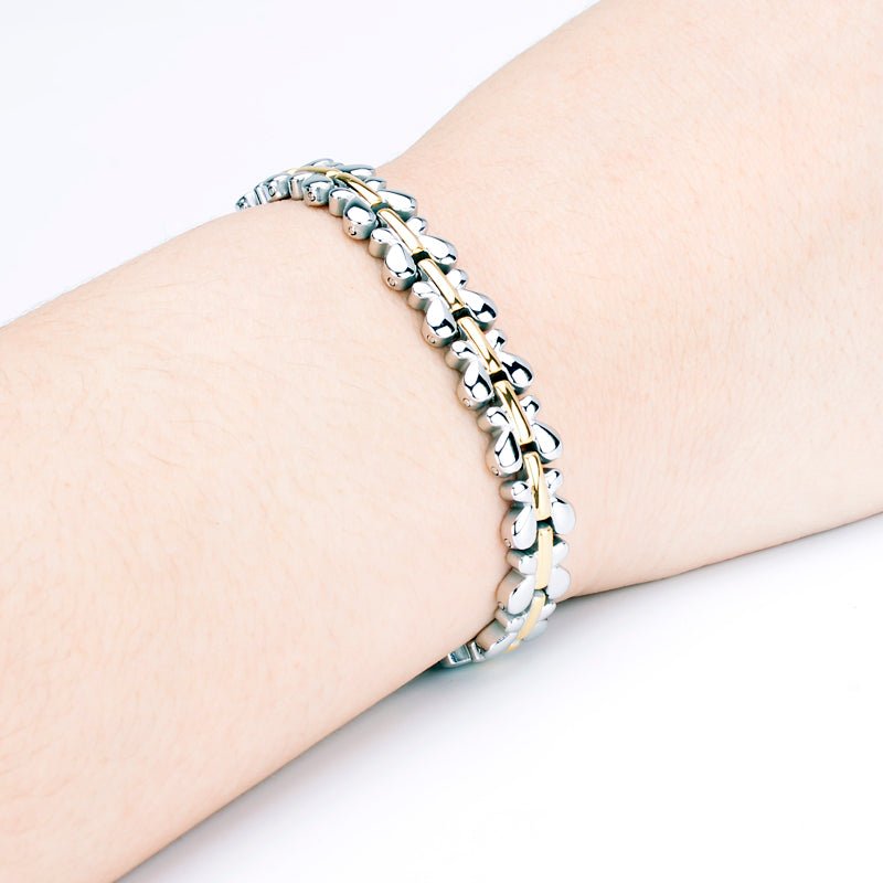 HealthyLine Stainless Steel Energy Bracelet 4 - in - 1. Silver/Gold color. Model SY087J