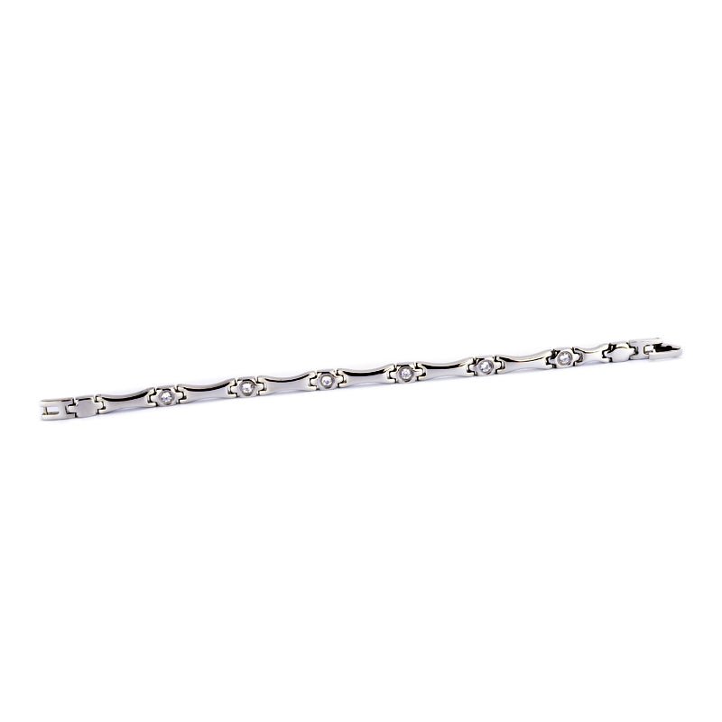 HealthyLine Stainless Steel Energy Bracelet 4 - in - 1 with Crystals. Silver color. Model SY385BZ