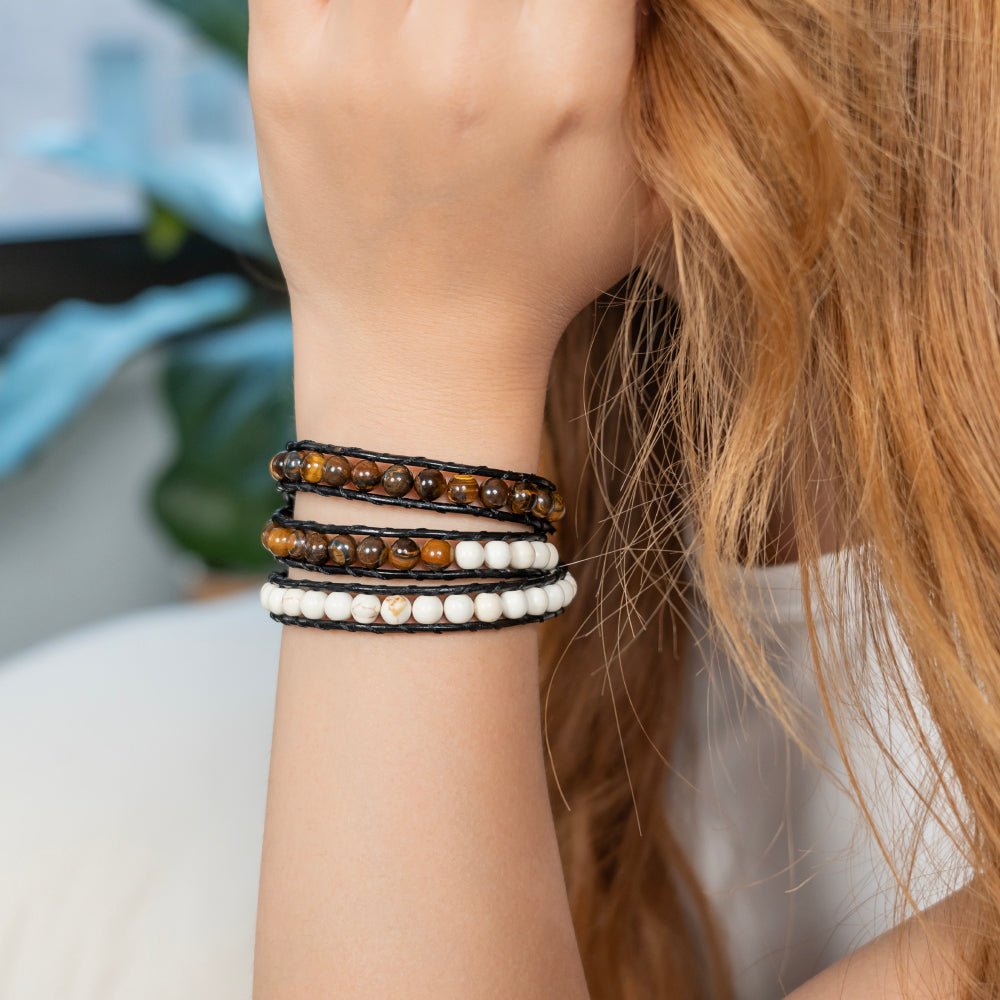 HealthyLine White Turquoise + Tiger Eye Bracelet