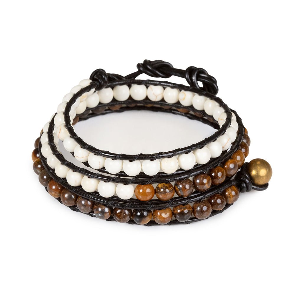 HealthyLine White Turquoise + Tiger Eye Bracelet