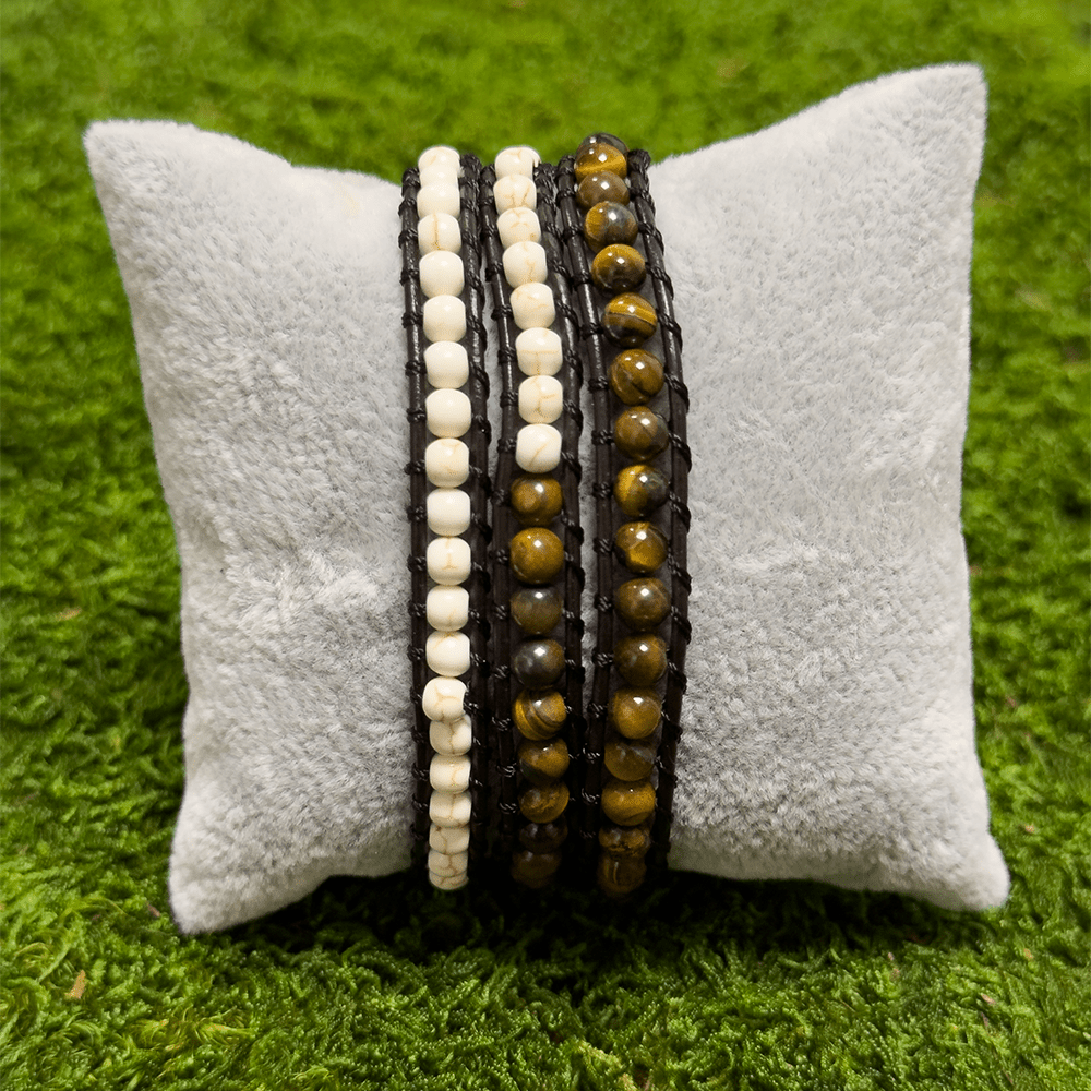 HealthyLine White Turquoise + Tiger Eye Bracelet