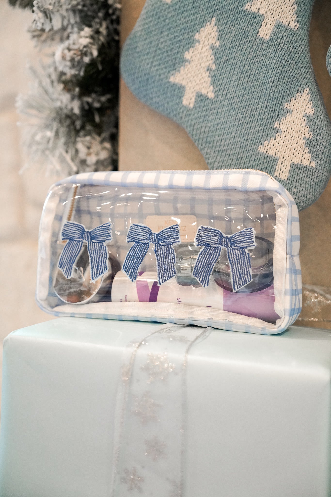 KenzKustomz 3 Bows - Blue Trellis Bag