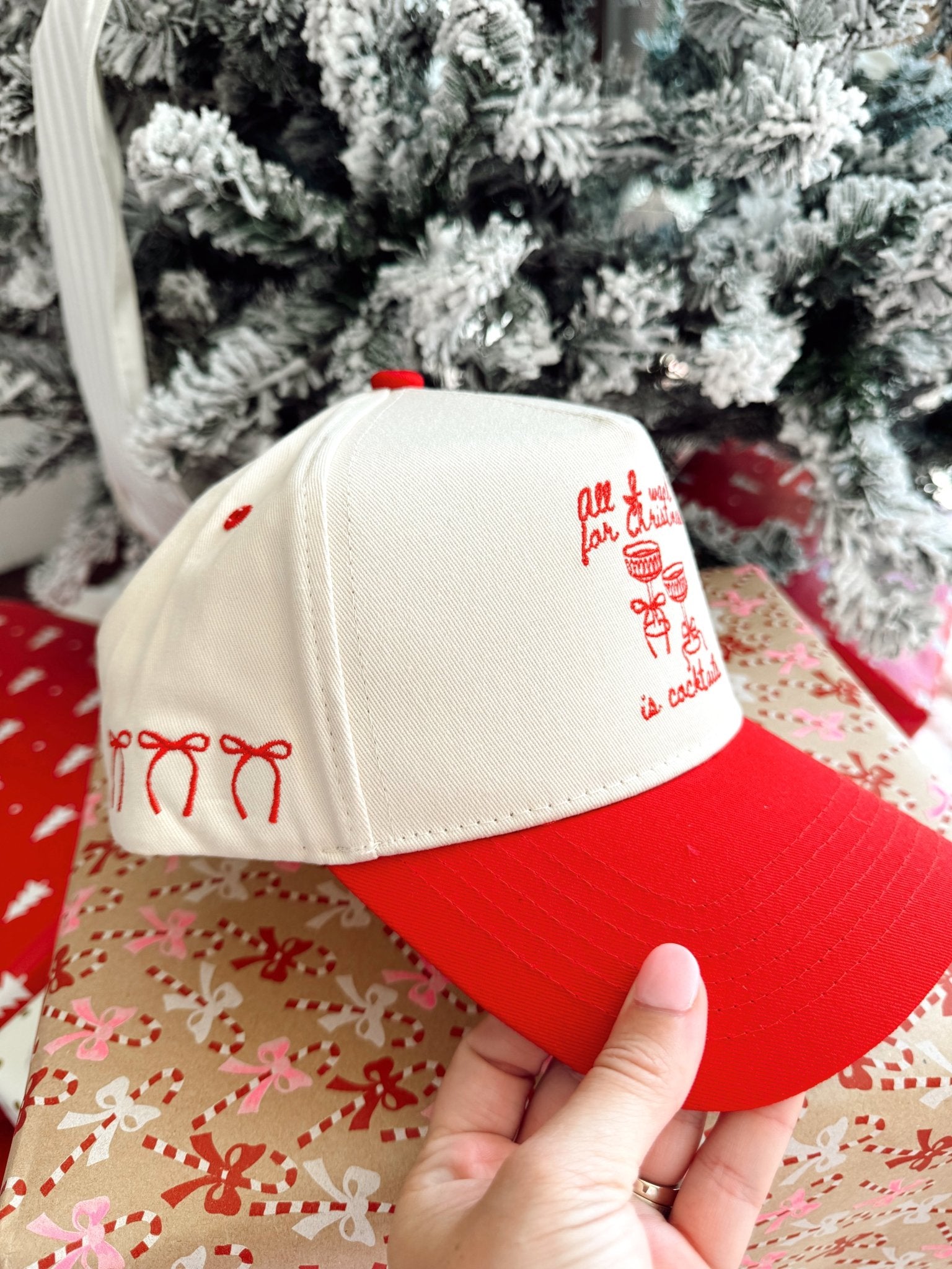 KenzKustomz All I Want for Christmas is Cocktails - Red Vintage Trucker Hat