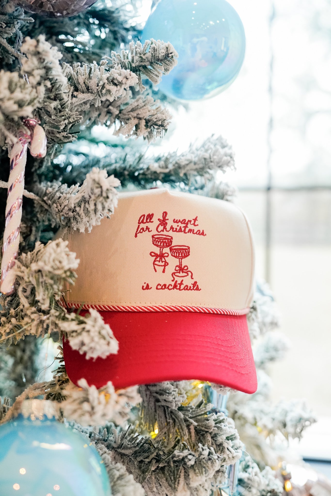 KenzKustomz All I Want for Christmas is Cocktails - Red Vintage Trucker Hat