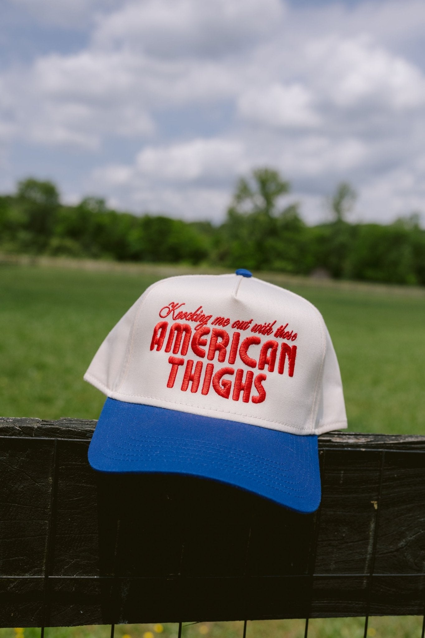 KenzKustomz American Thighs - Royal Blue Vintage Trucker Hat