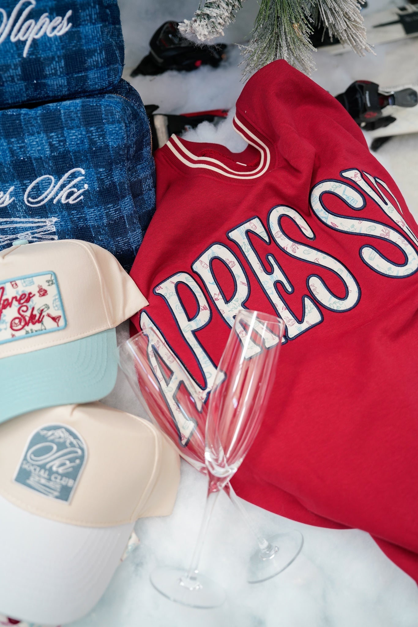 KenzKustomz Apres Ski - Maroon Vintage Crewneck Sweatshirt