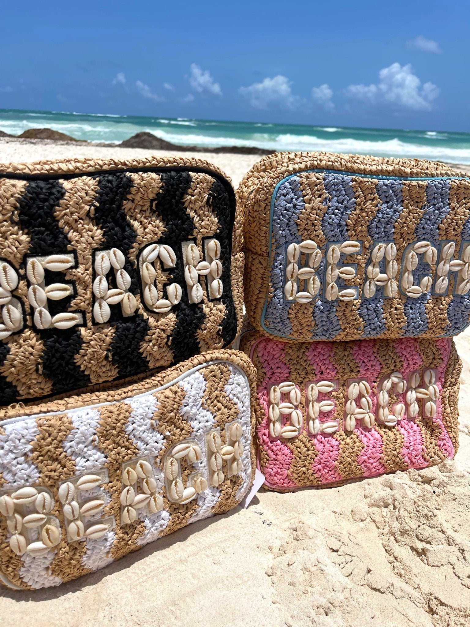 KenzKustomz Beach XL Makeup Bag with Puka Shells
