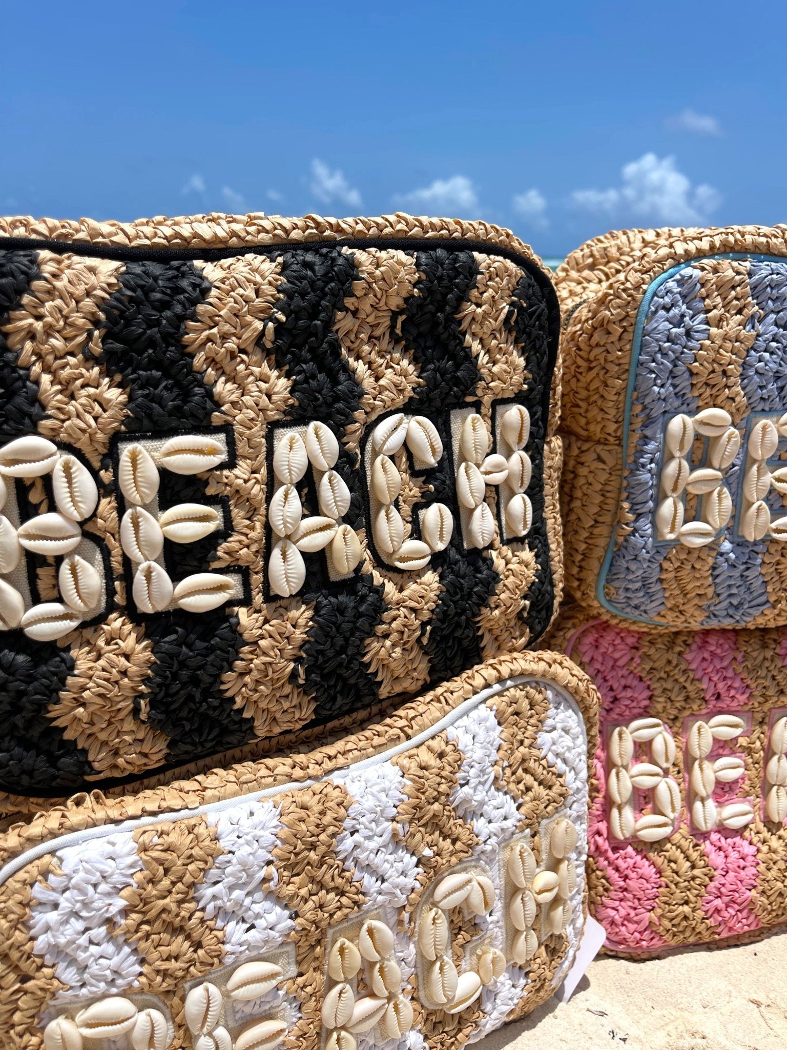 KenzKustomz Beach XL Makeup Bag with Puka Shells