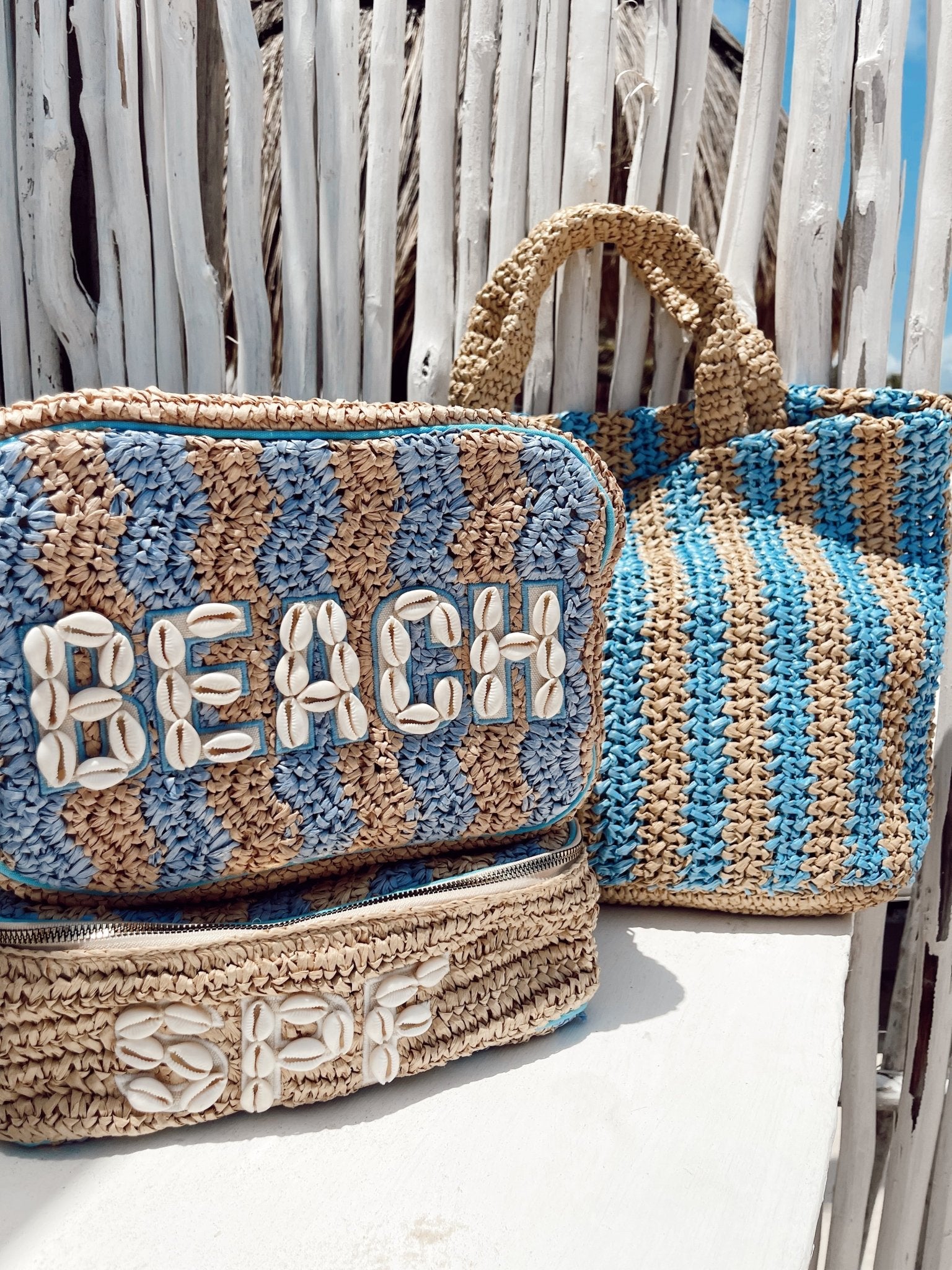 KenzKustomz Beach XL Makeup Bag with Puka Shells