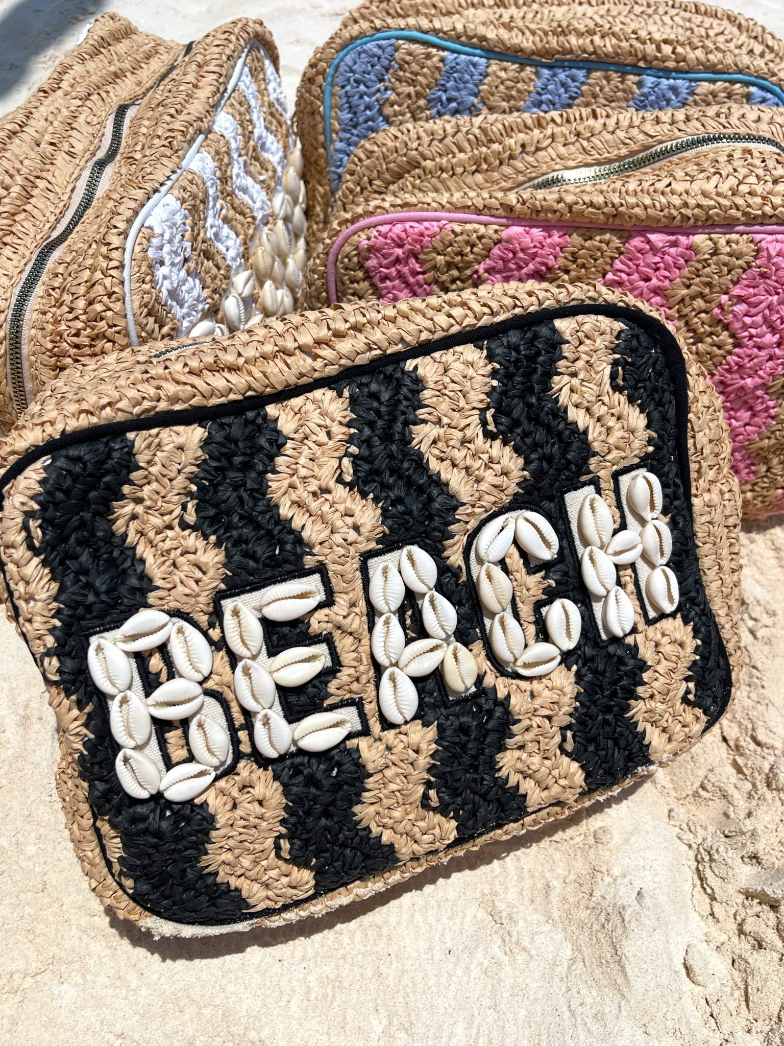 KenzKustomz Beach XL Makeup Bag with Puka Shells