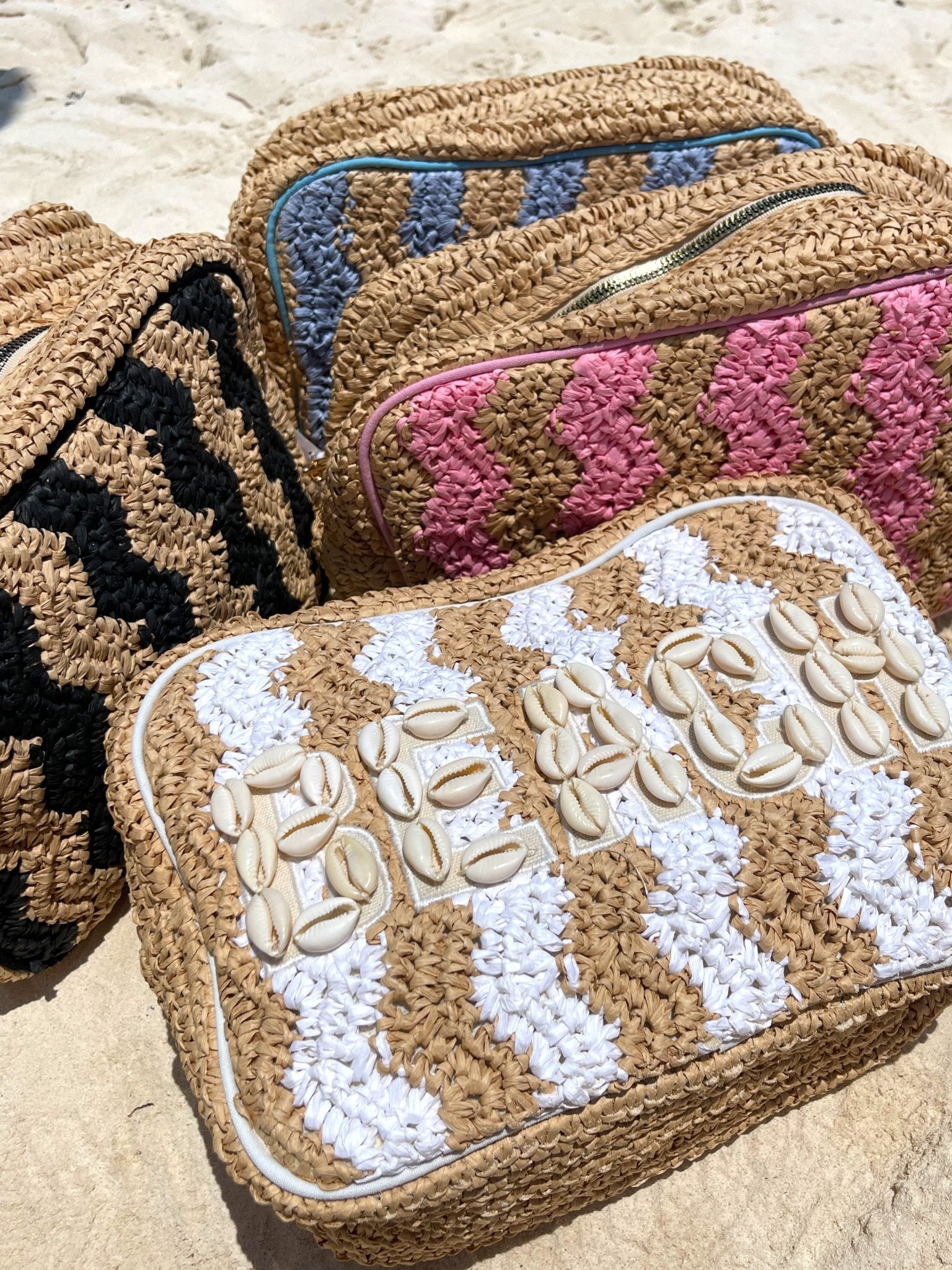 KenzKustomz Beach XL Makeup Bag with Puka Shells