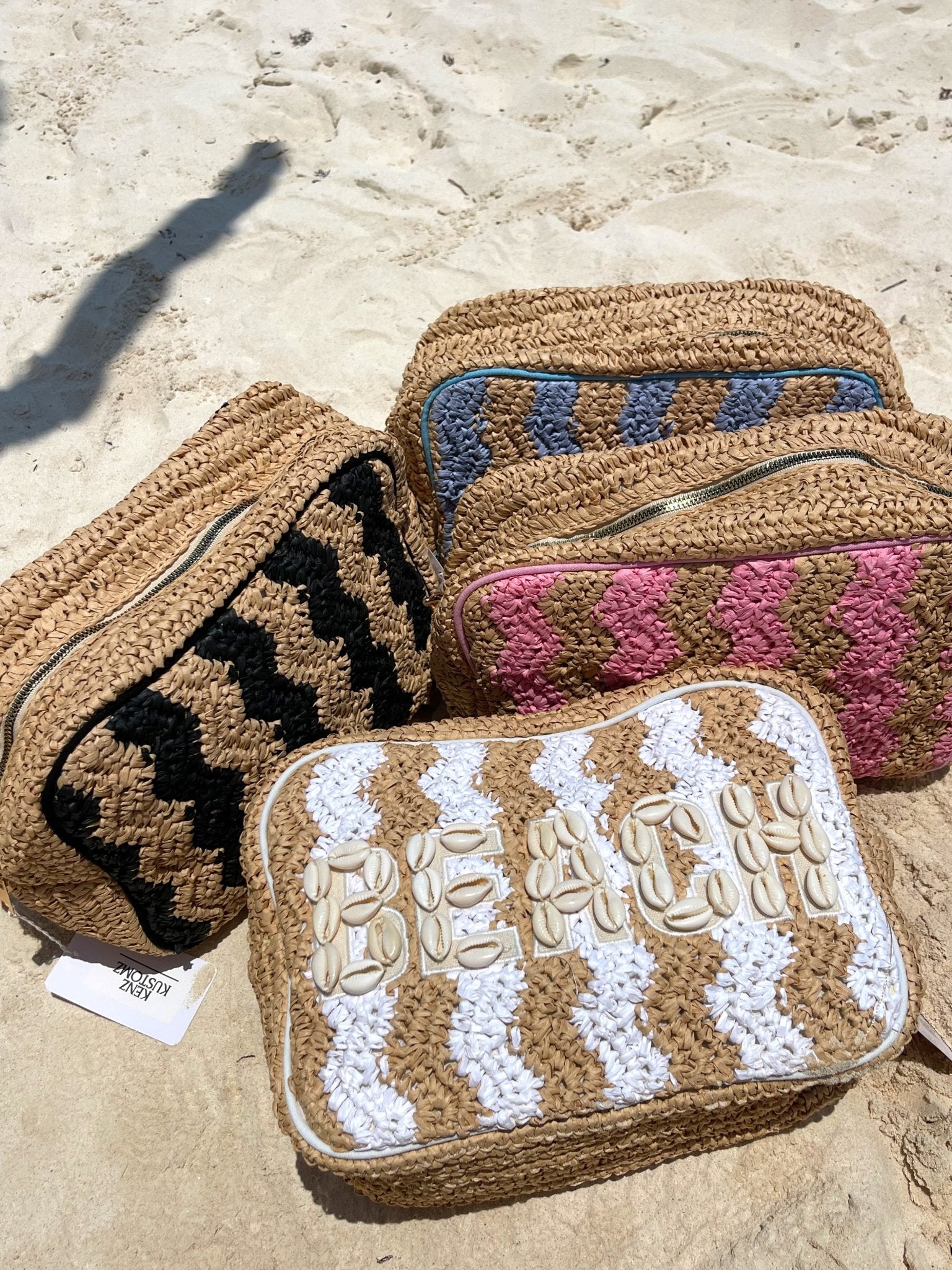 KenzKustomz Beach XL Makeup Bag with Puka Shells