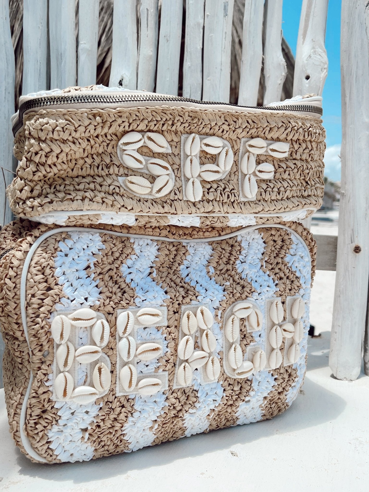 KenzKustomz Beach XL Makeup Bag with Puka Shells