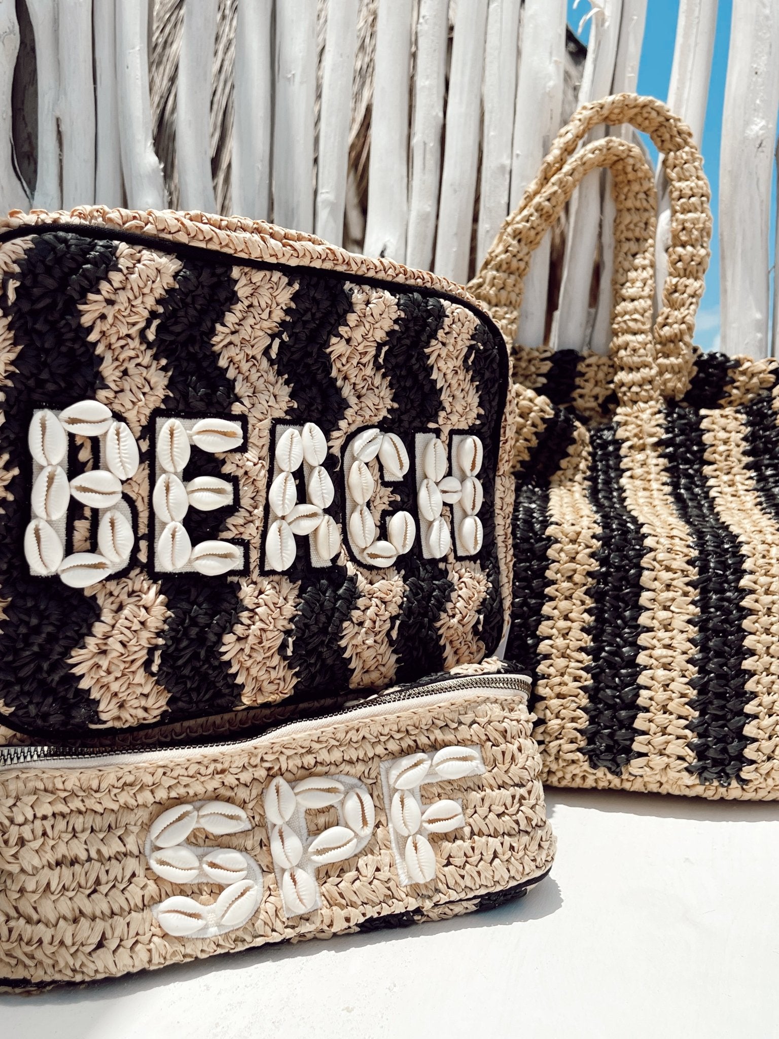 KenzKustomz Beach XL Makeup Bag with Puka Shells