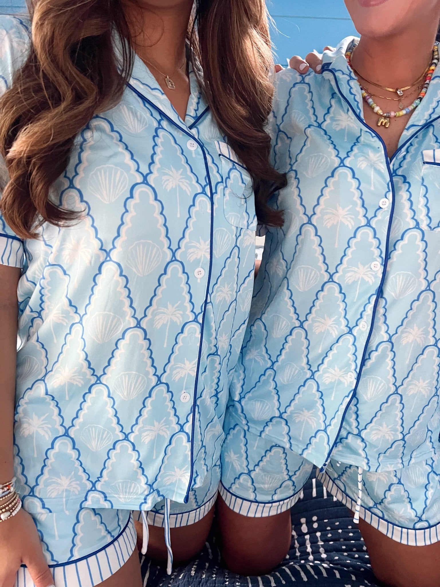 KenzKustomz Blue Palms - Short Sleeve Pajama Set
