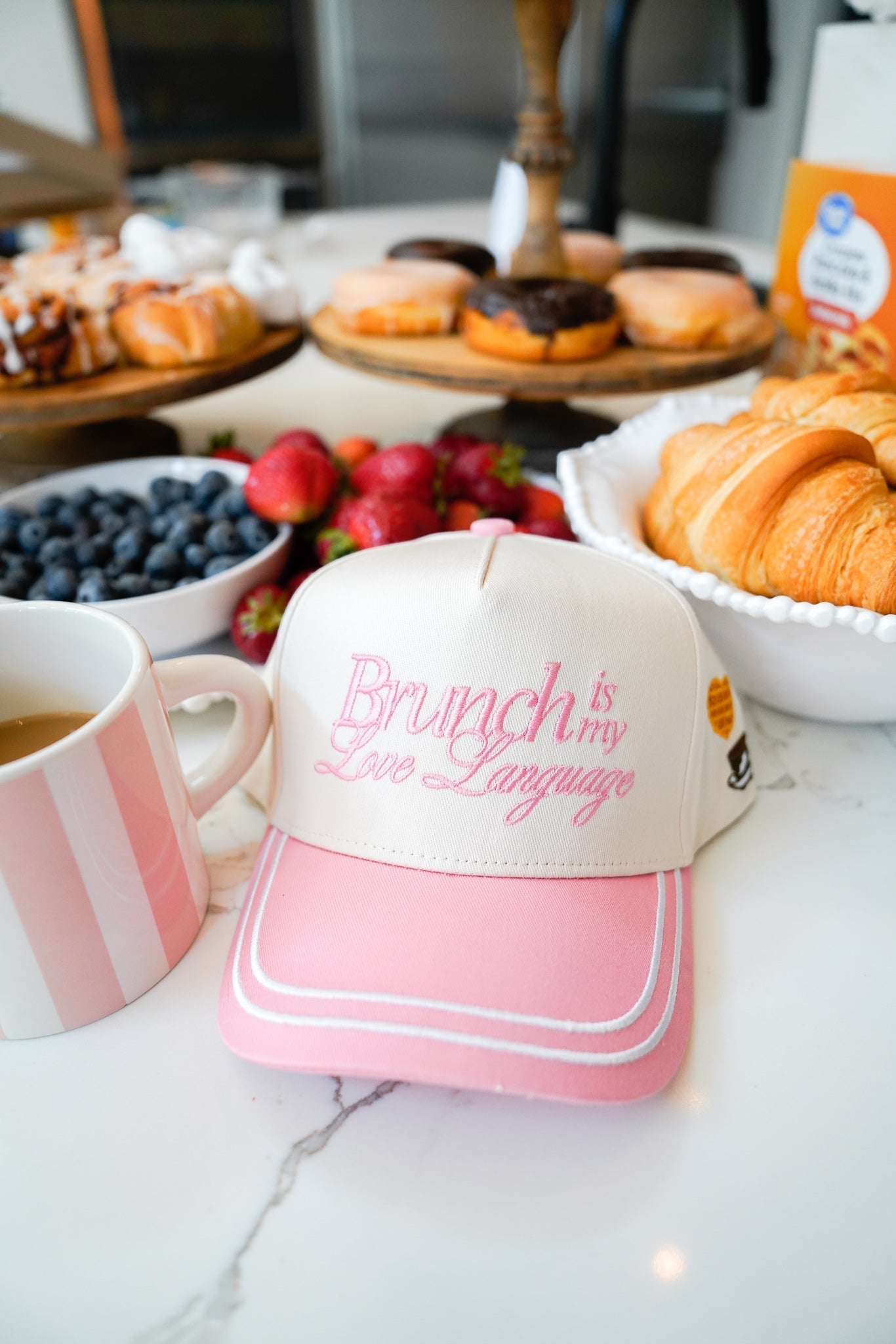 KenzKustomz Brunch is my Love Language - Pink Vintage Trucker Hat
