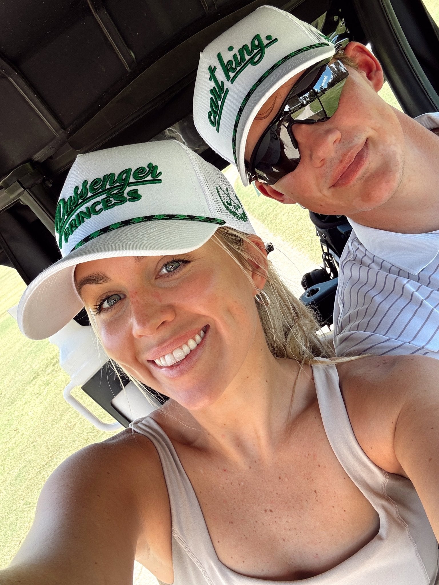 KenzKustomz Couples Golf Hat - White Vintage Trucker Hat
