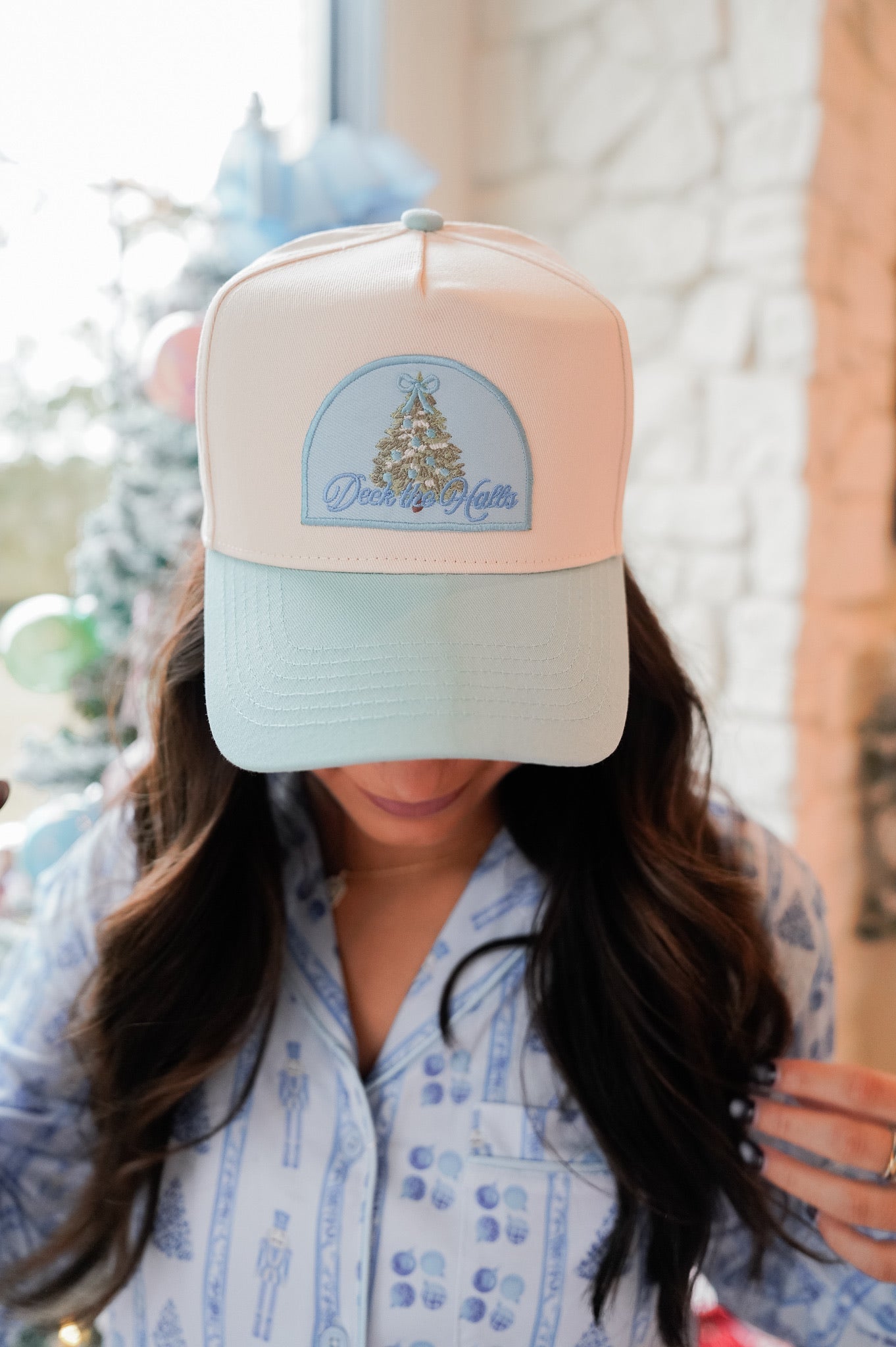 KenzKustomz Deck the Halls - Baby Blue Vintage Trucker Hat