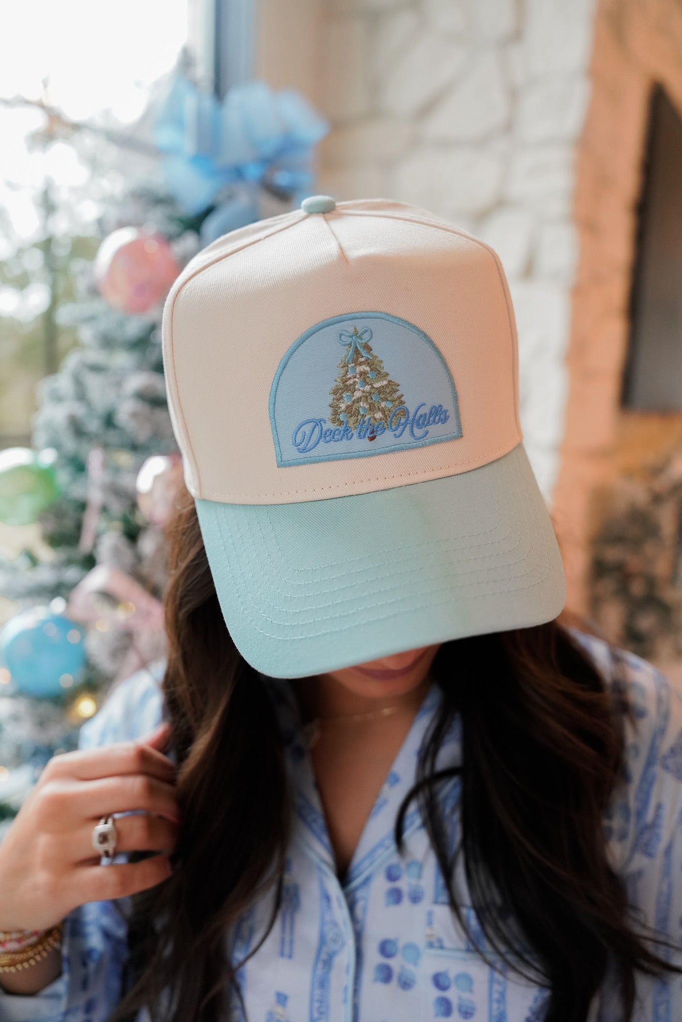 KenzKustomz Deck the Halls - Baby Blue Vintage Trucker Hat