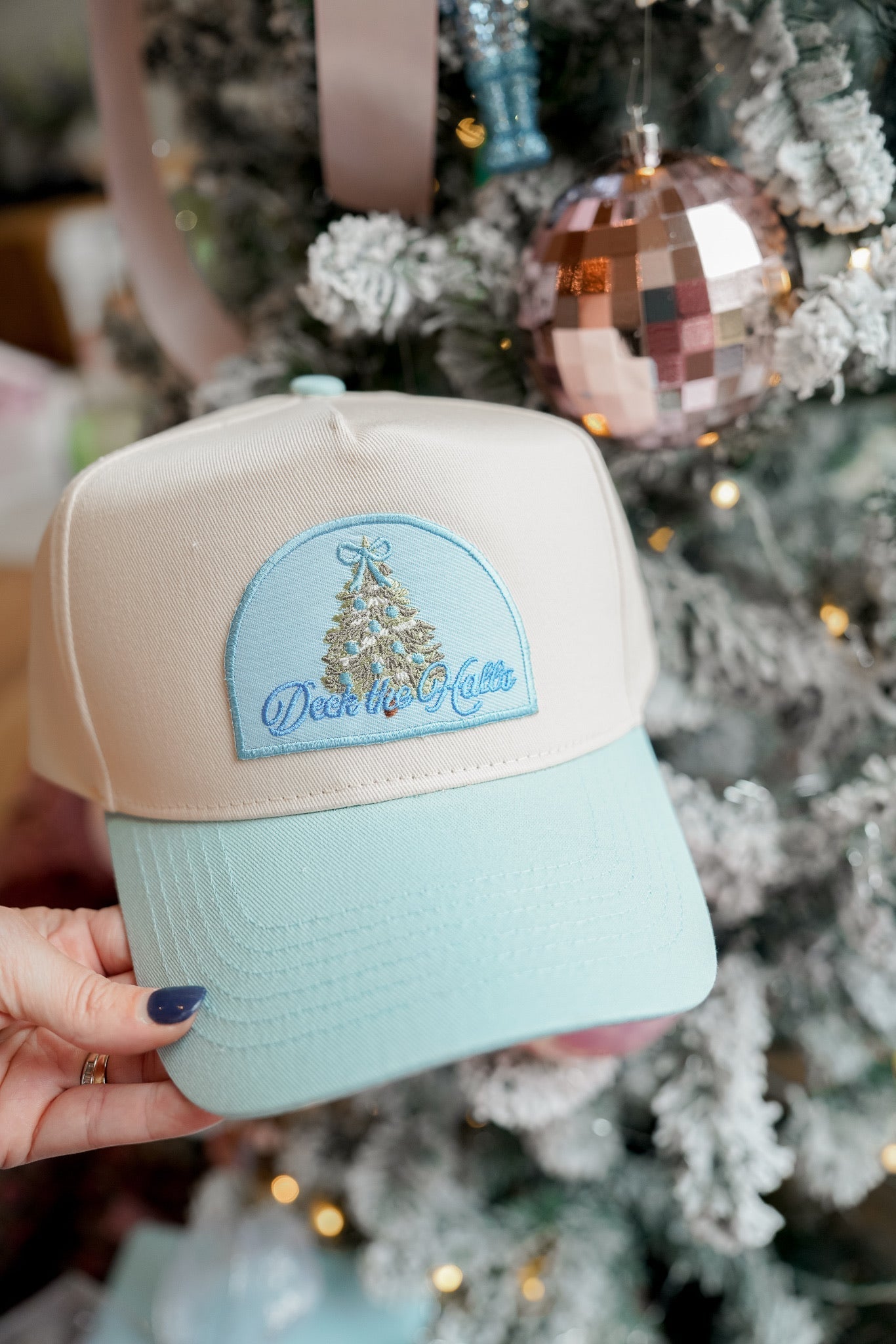 KenzKustomz Deck the Halls - Baby Blue Vintage Trucker Hat