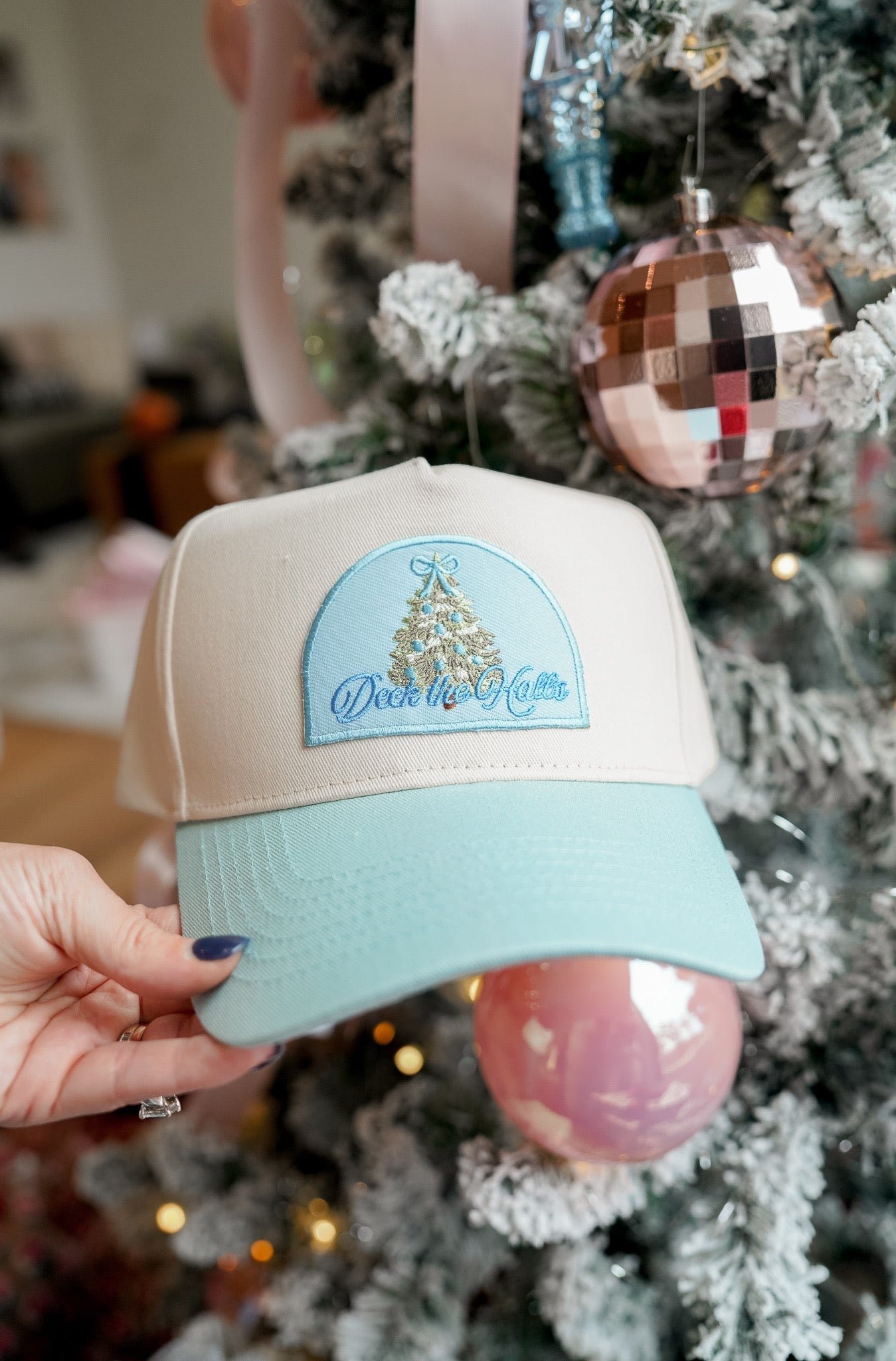KenzKustomz Deck the Halls - Baby Blue Vintage Trucker Hat