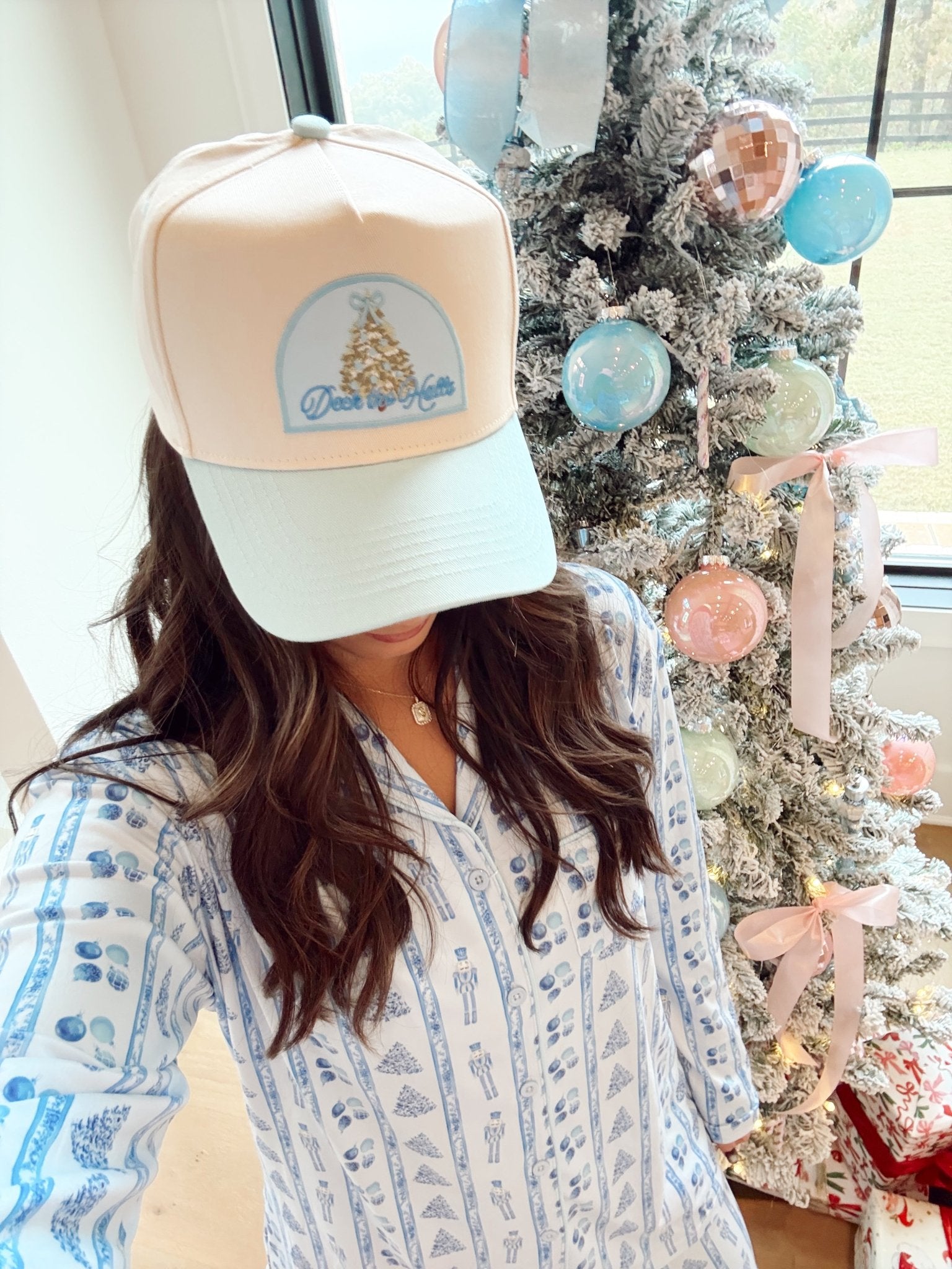 KenzKustomz Deck the Halls - Baby Blue Vintage Trucker Hat