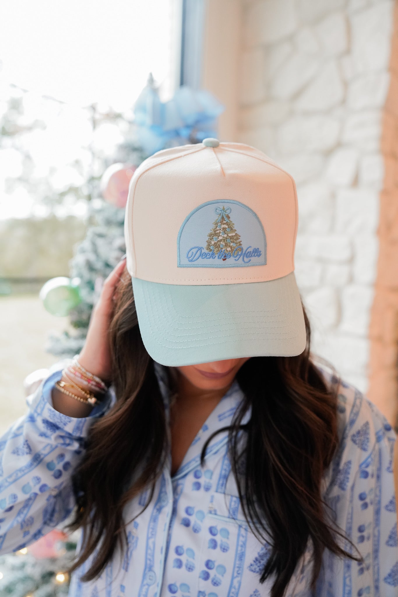 KenzKustomz Deck the Halls - Baby Blue Vintage Trucker Hat