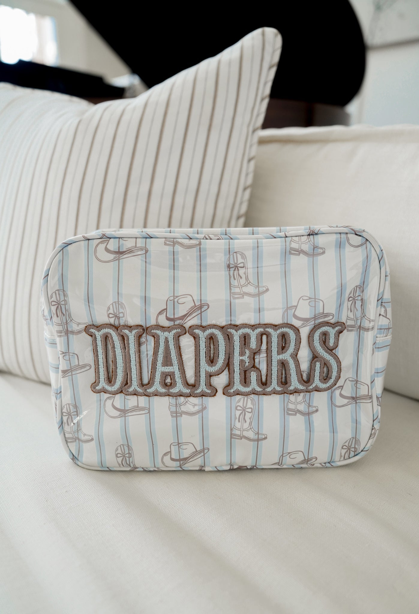 KenzKustomz Diapers XL - Western Blues Clear Coat Bag
