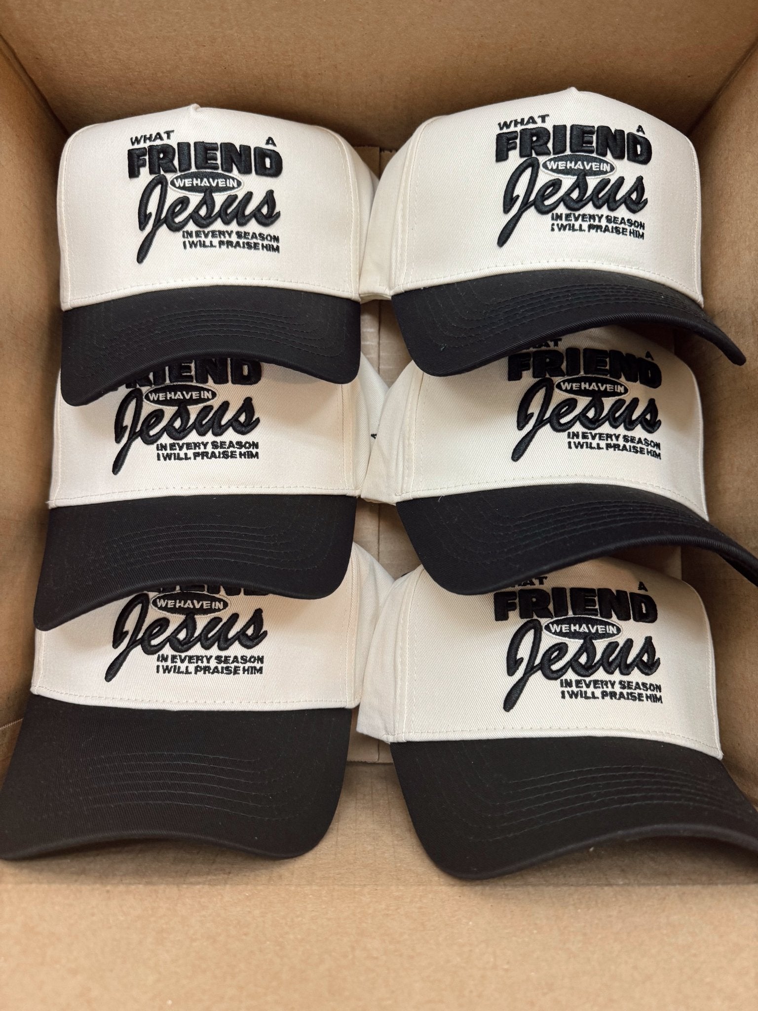 KenzKustomz Friend in Jesus - Black Vintage Trucker Hat