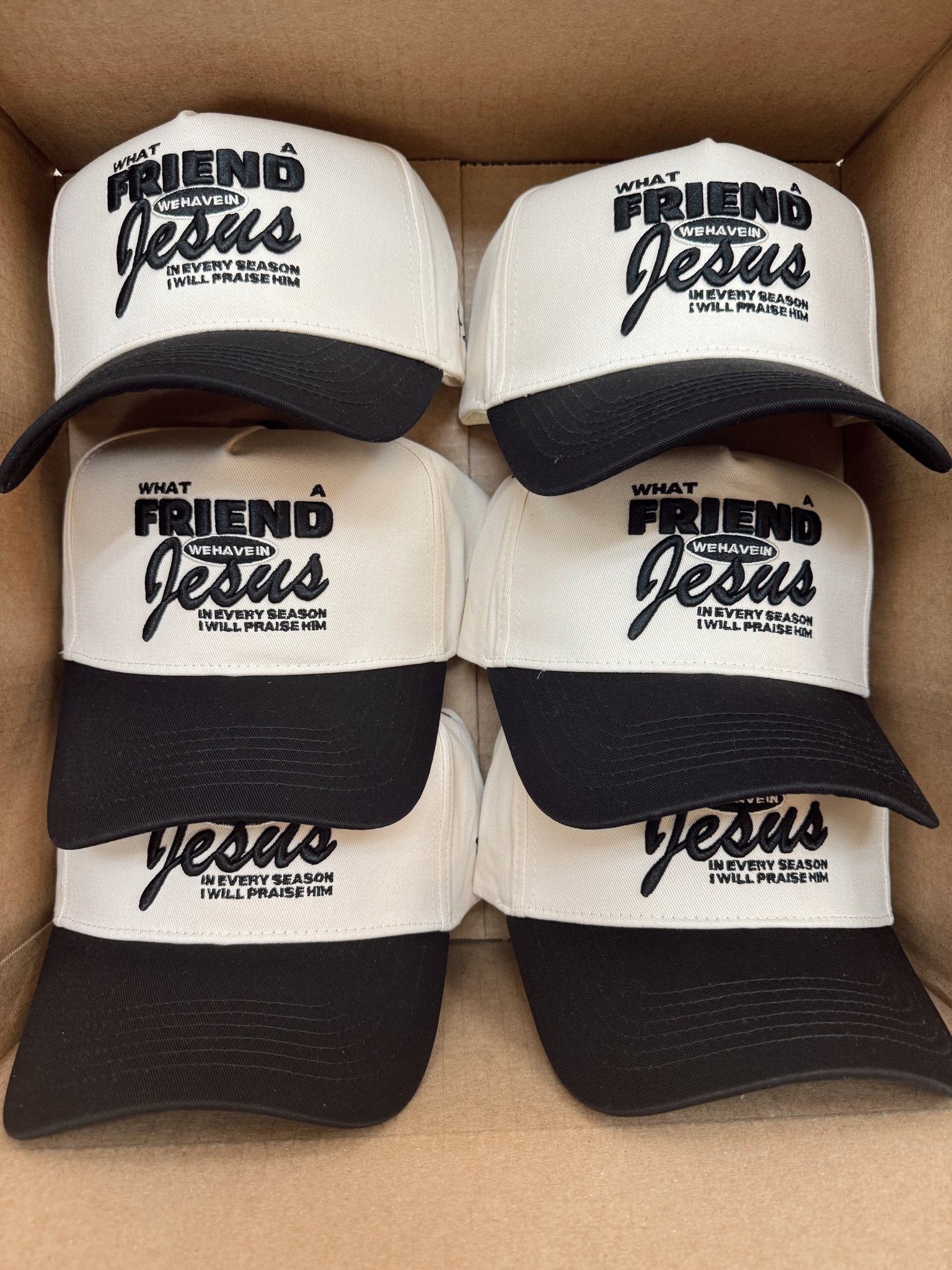 KenzKustomz Friend in Jesus - Black Vintage Trucker Hat