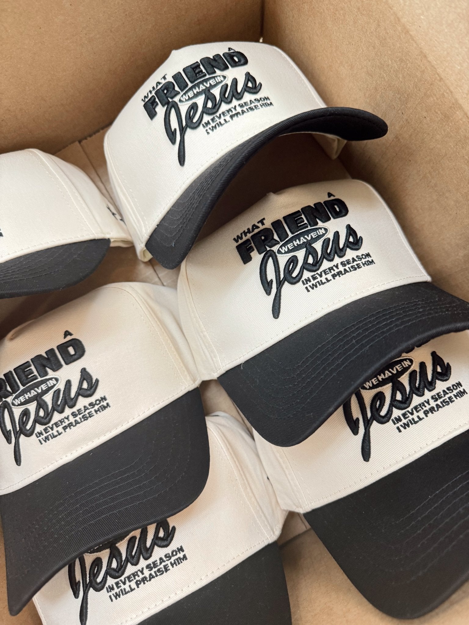 KenzKustomz Friend in Jesus - Black Vintage Trucker Hat