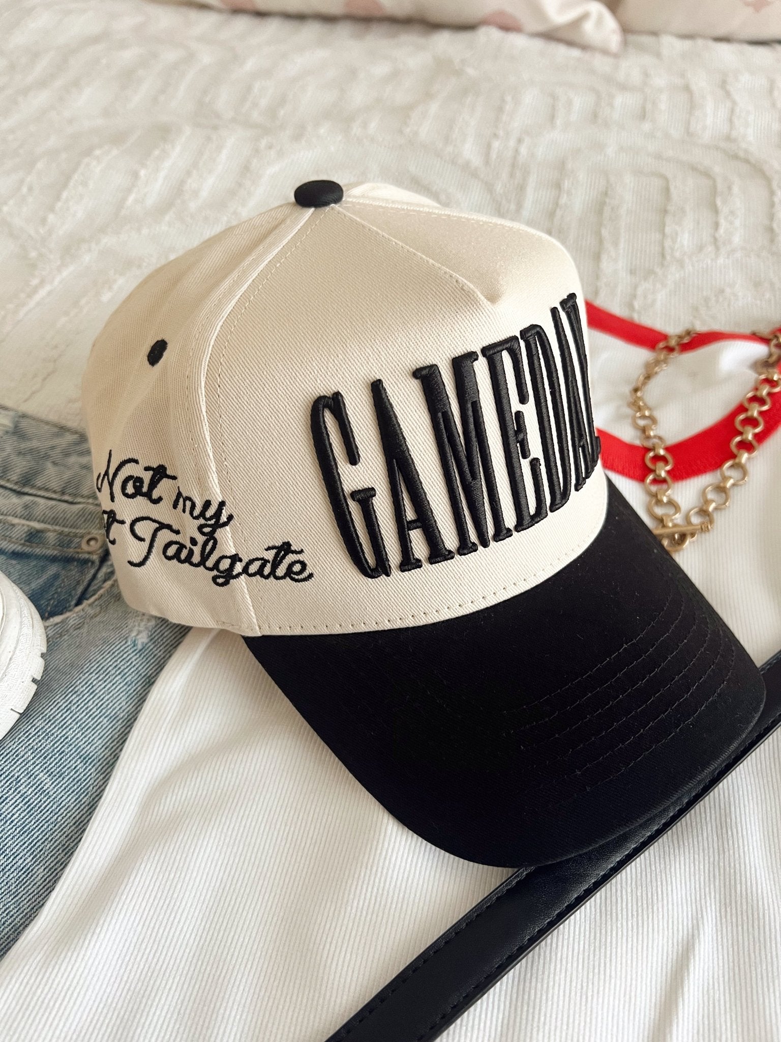 KenzKustomz GAMEDAY. - Not My First Tailgate Vintage Trucker Hat