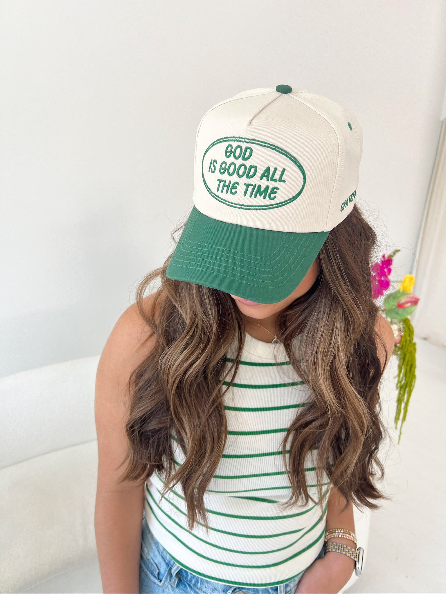 KenzKustomz God is Good - Green Vintage Trucker Hat