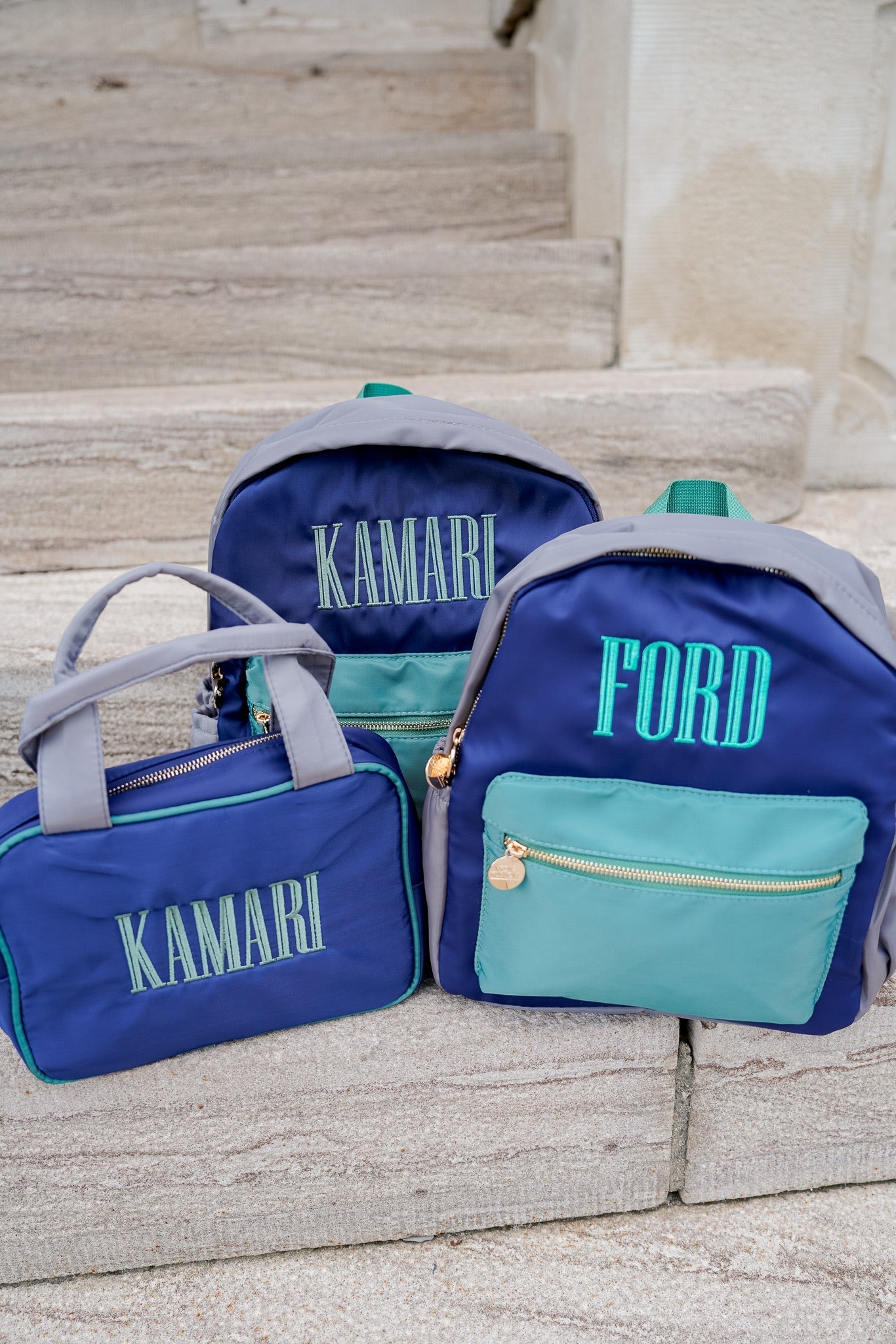 KenzKustomz Green, Navy, + Grey Colorblock Backpack