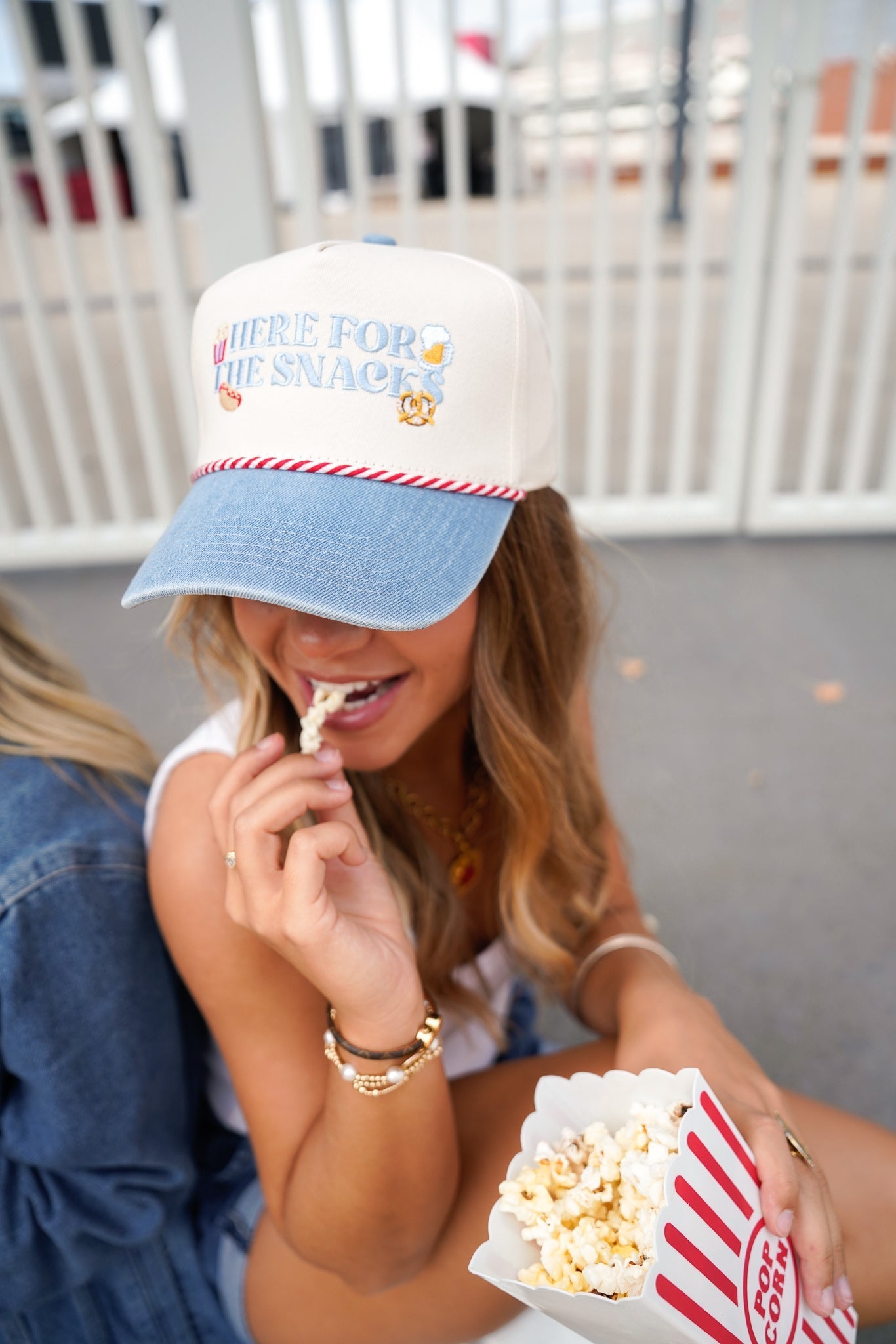 KenzKustomz Here for the Snacks - Denim Vintage Trucker Hat