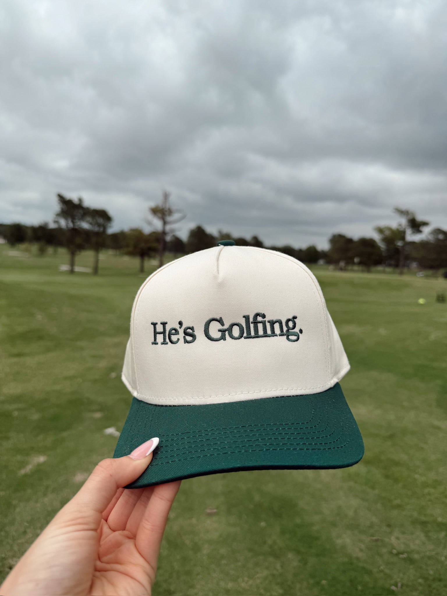 KenzKustomz He's Golfing - Green Vintage Trucker Hat