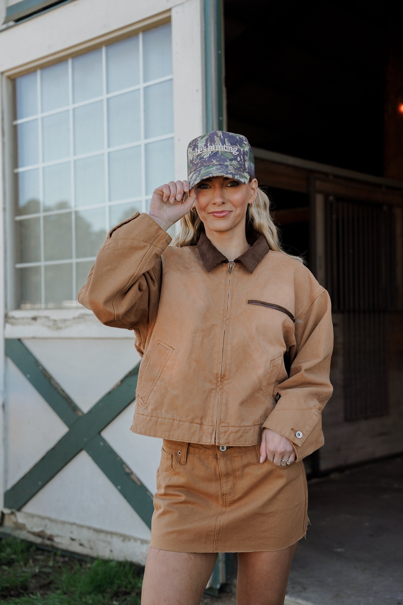 KenzKustomz He's Hunting - Camo Vintage Trucker Hat