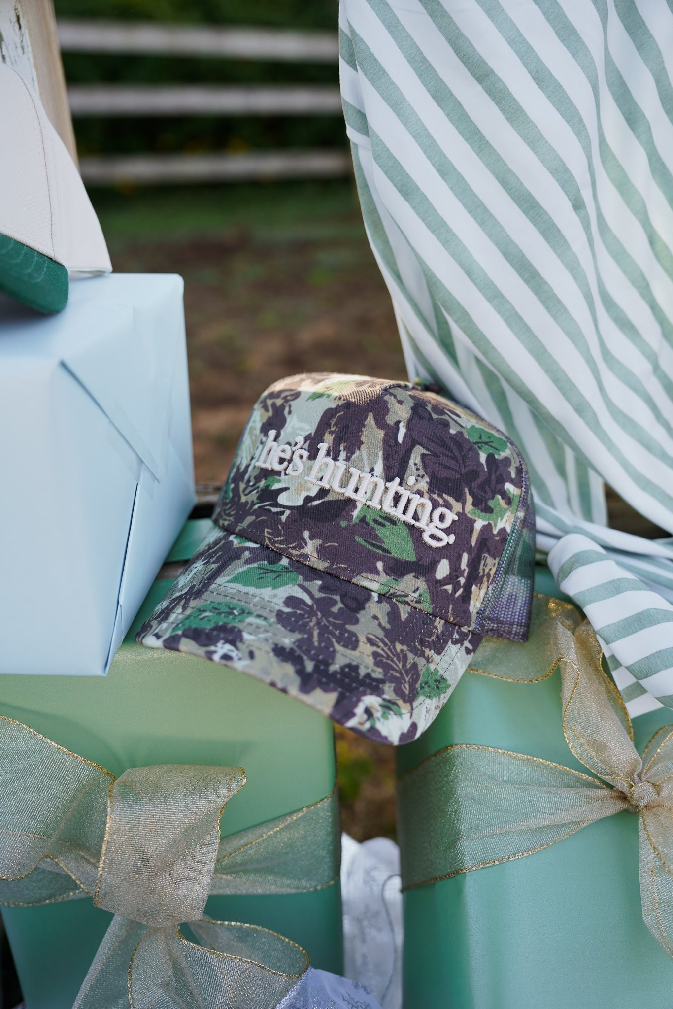 KenzKustomz He's Hunting - Camo Vintage Trucker Hat