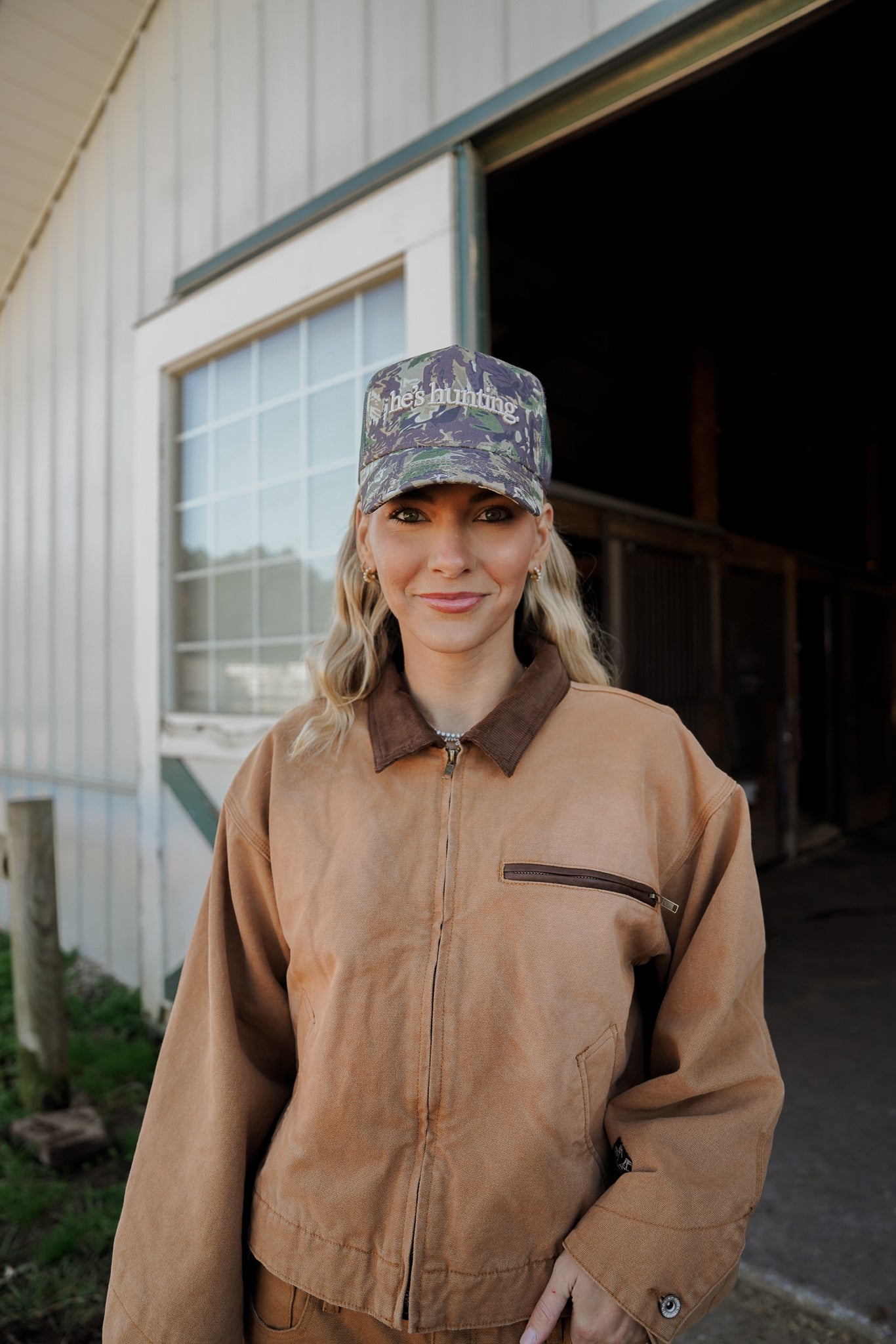 KenzKustomz He's Hunting - Camo Vintage Trucker Hat