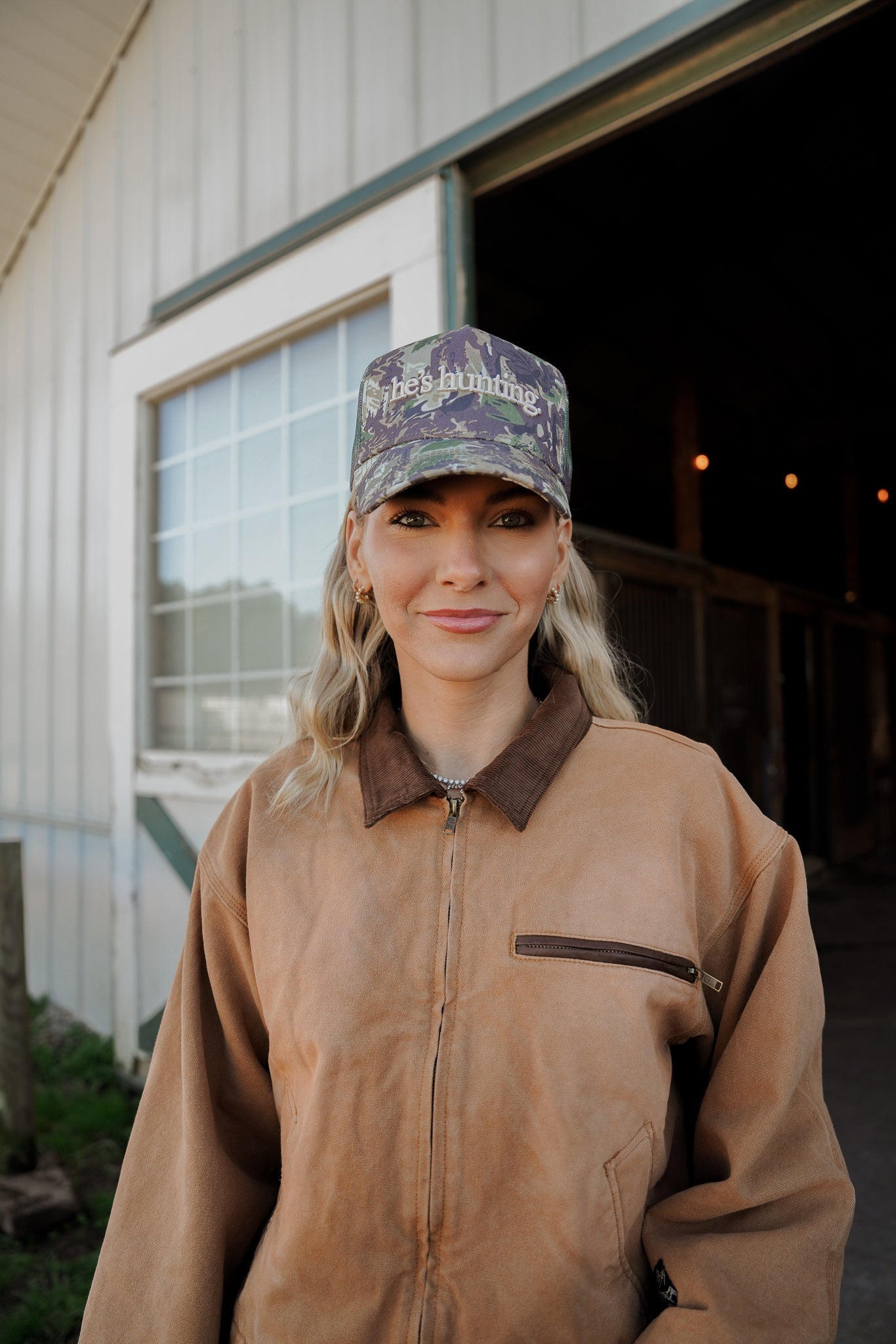 KenzKustomz He's Hunting - Camo Vintage Trucker Hat