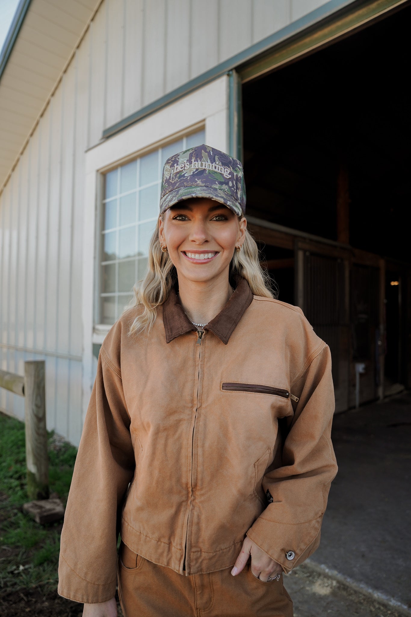 KenzKustomz He's Hunting - Camo Vintage Trucker Hat