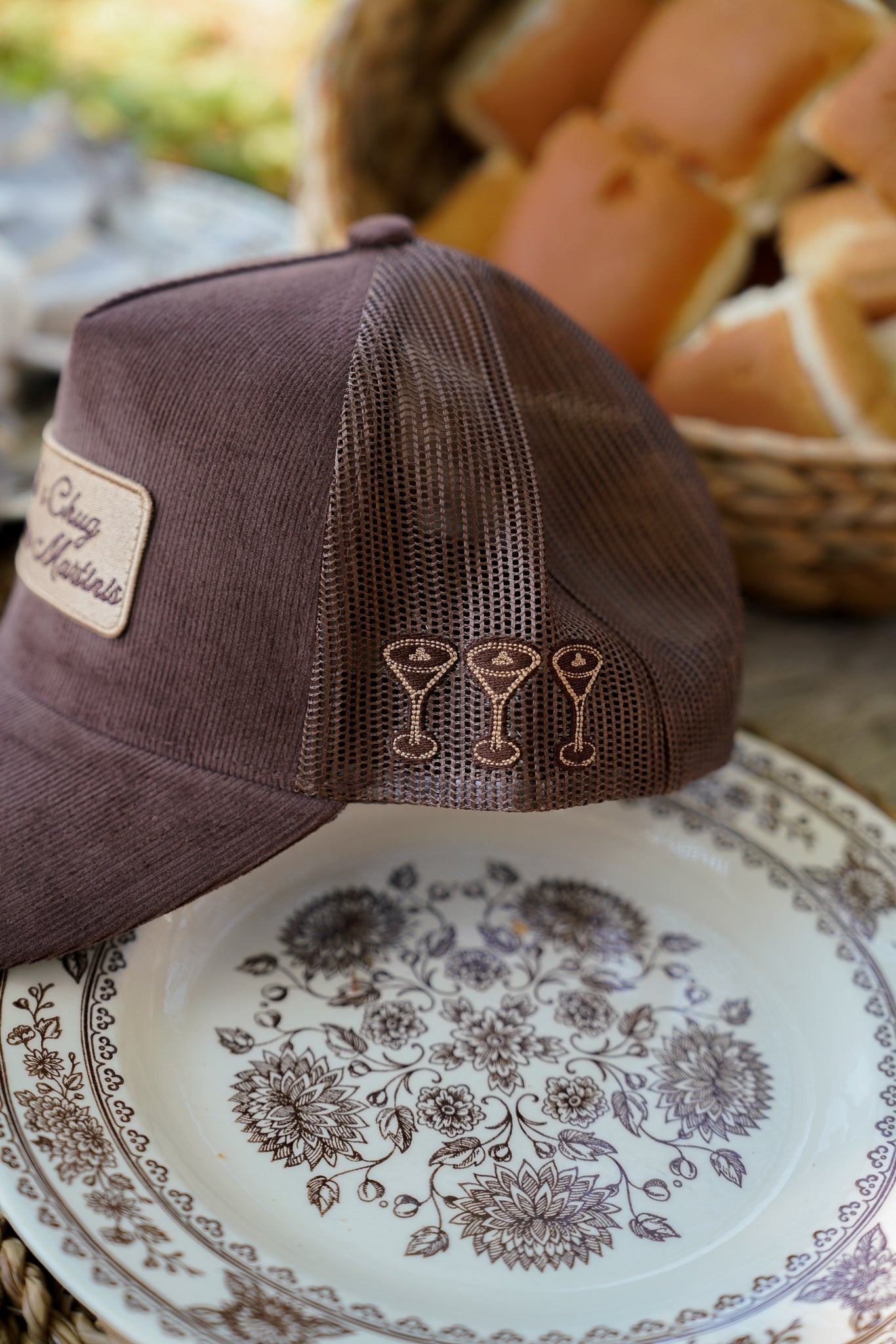 KenzKustomz Let's Chug Espresso Martinis - Brown Corduroy Trucker Hat