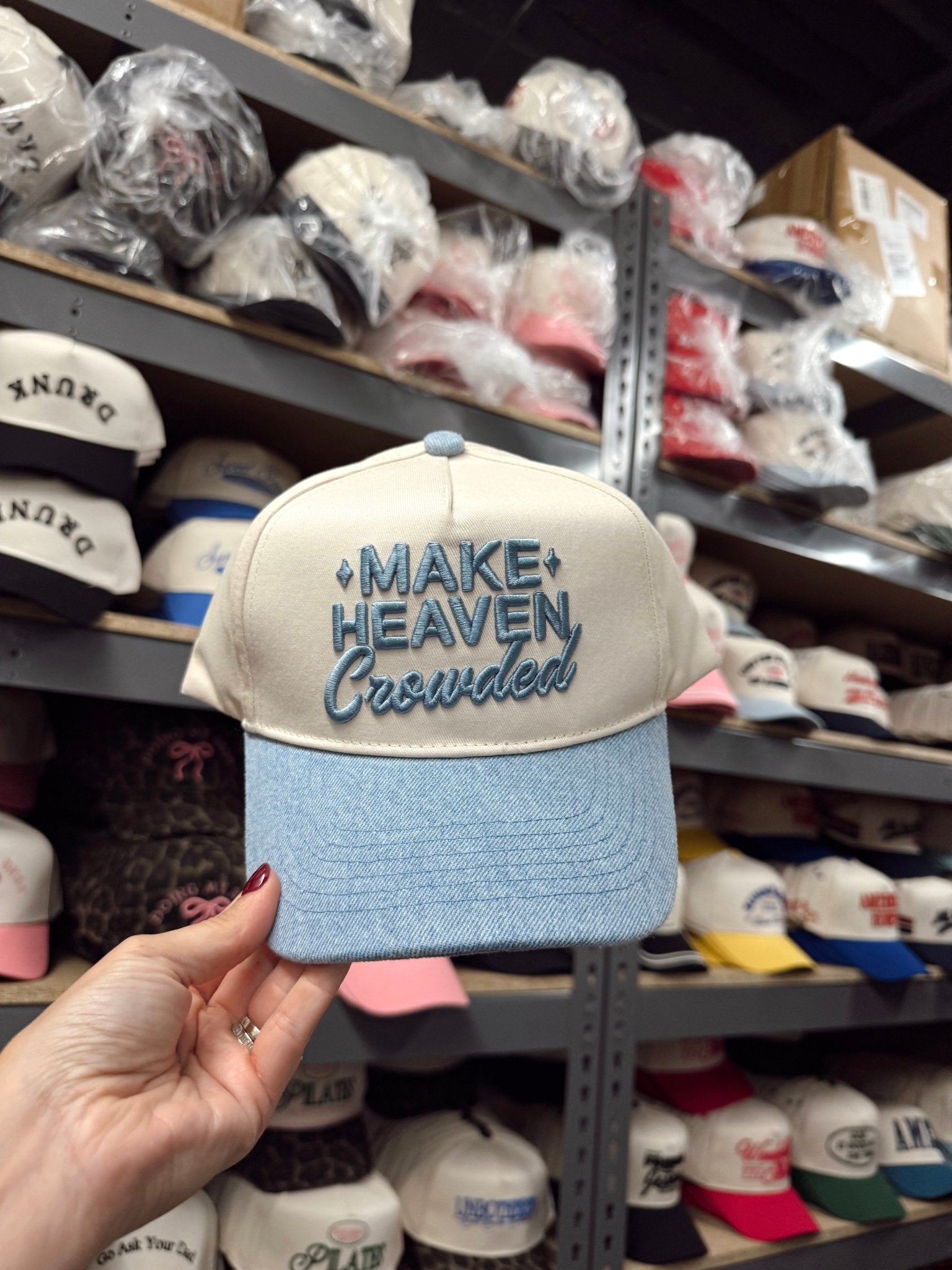 KenzKustomz Make Heaven Crowded - Denim Vintage Trucker Hat