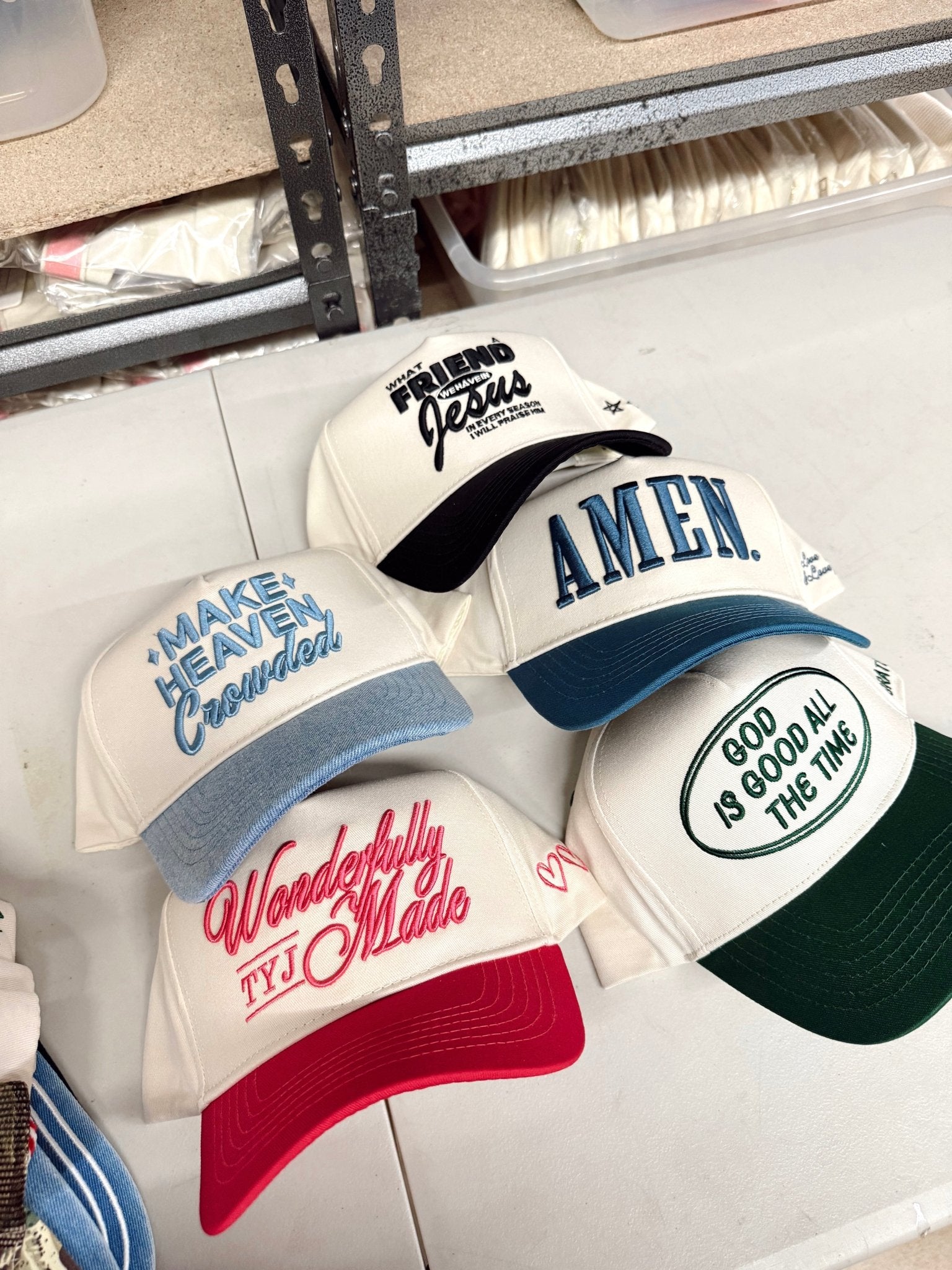 KenzKustomz Make Heaven Crowded - Denim Vintage Trucker Hat - PREORDER