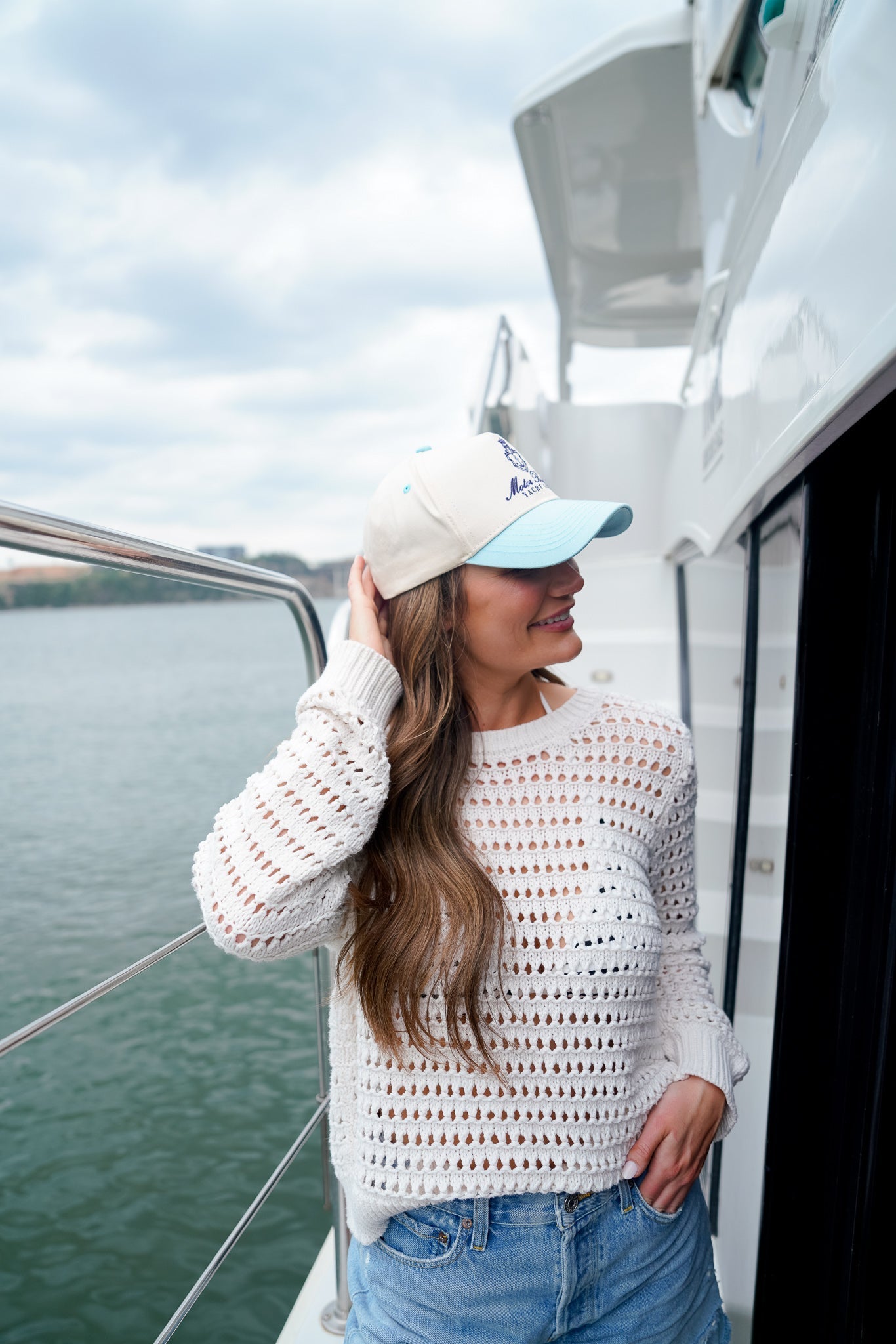 KenzKustomz Motor Boatin' Yacht Club - Baby Blue Vintage Trucker Hat