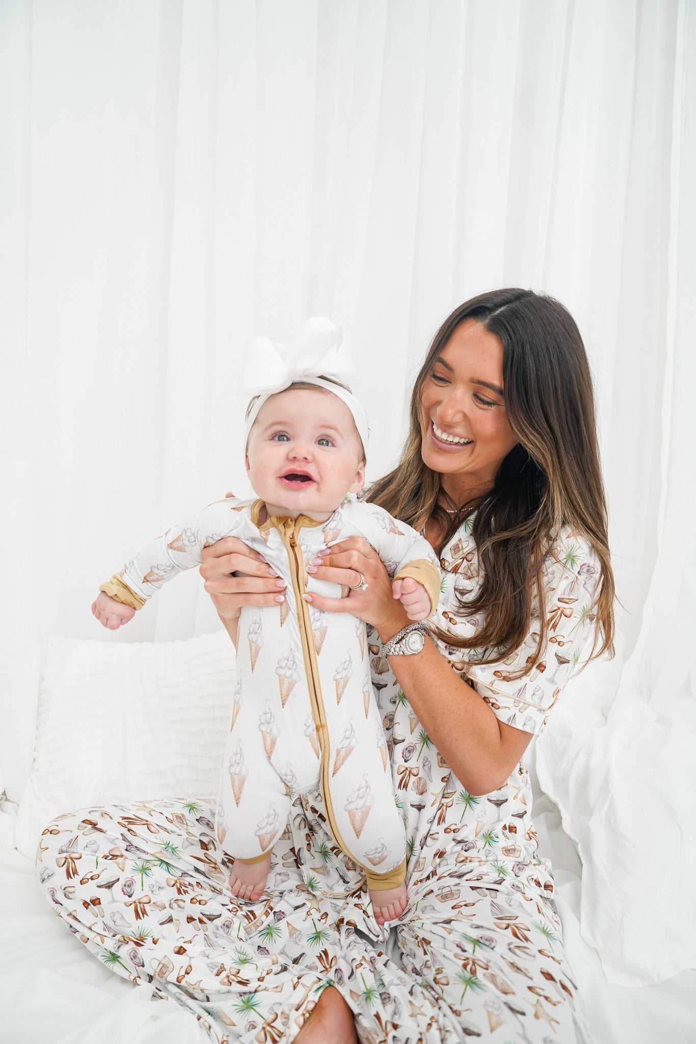 KenzKustomz Neutral Coastal Cocktail - Short Sleeve + Pant Pajama Set