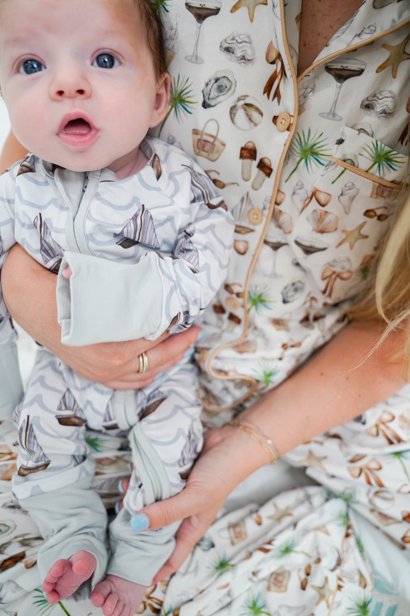 KenzKustomz Neutral Coastal Cocktail - Short Sleeve + Pant Pajama Set